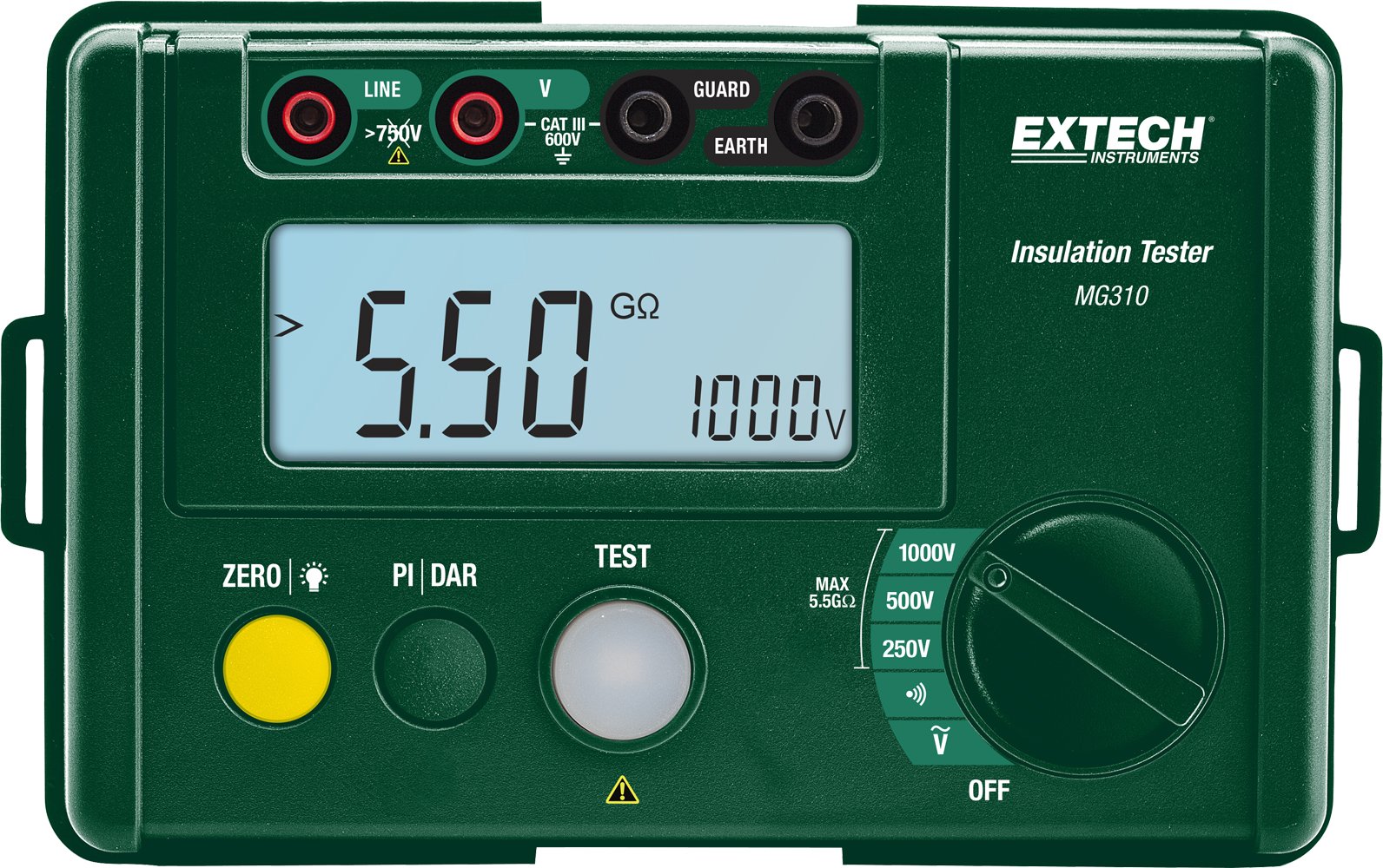 Extech MG310 Compact Digital Insulation Tester - 600V Resistance Meter for Electrical Safety Testing | Perfect for HVAC, Industrial Maintenance & Home Electrical Inspections