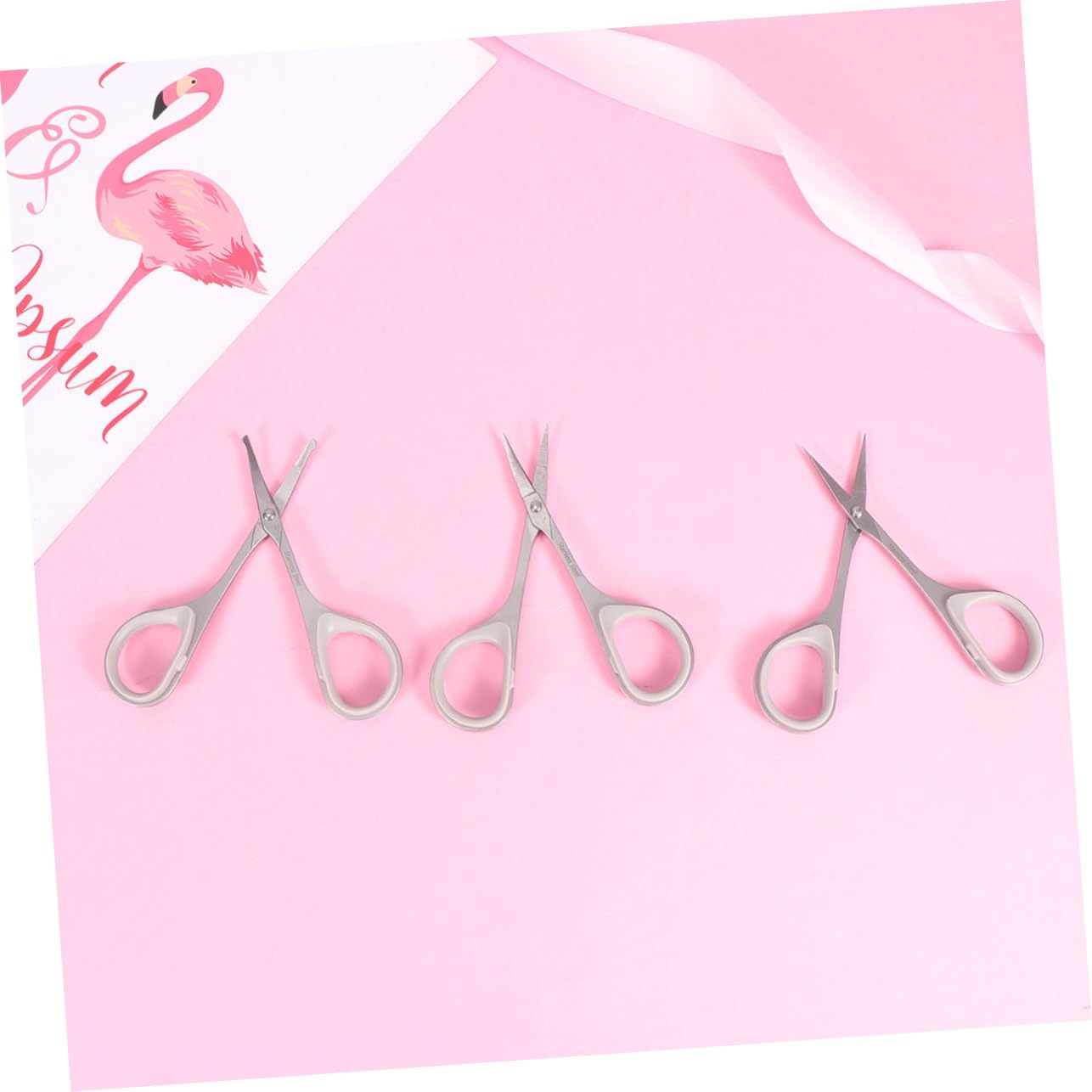 3pcs Eyebrow Trimmer Set - Precision Facial Hair Scissors, Nail & Beard Grooming Scissors with Pointed Tips for Eyebrow Shaping, Mustache & Nail Care - Perfect for Home Salon & Travel Grooming Kit (Silver)