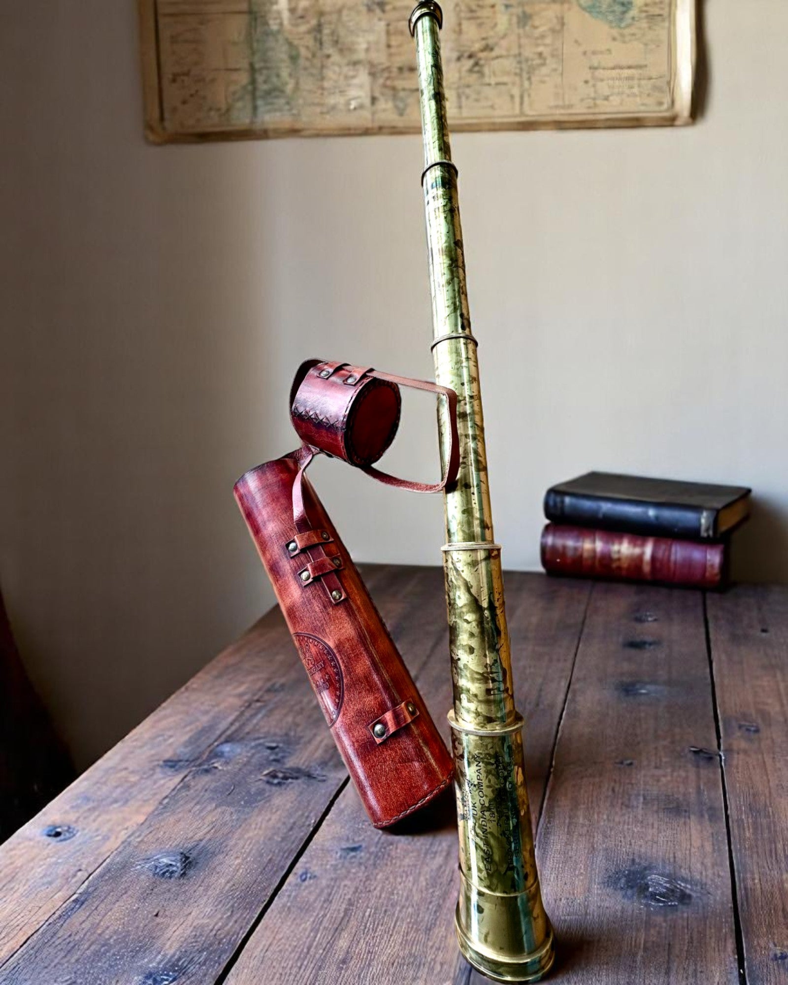 Royal Spyglass Voyager 1818 - Premium Brass Telescope (83cm) with Genuine Leather Case | Handcrafted Collector's Edition | Custom Engraving Gift Option | Perfect for Nautical Decor, Stargazing & Historical Reenactments