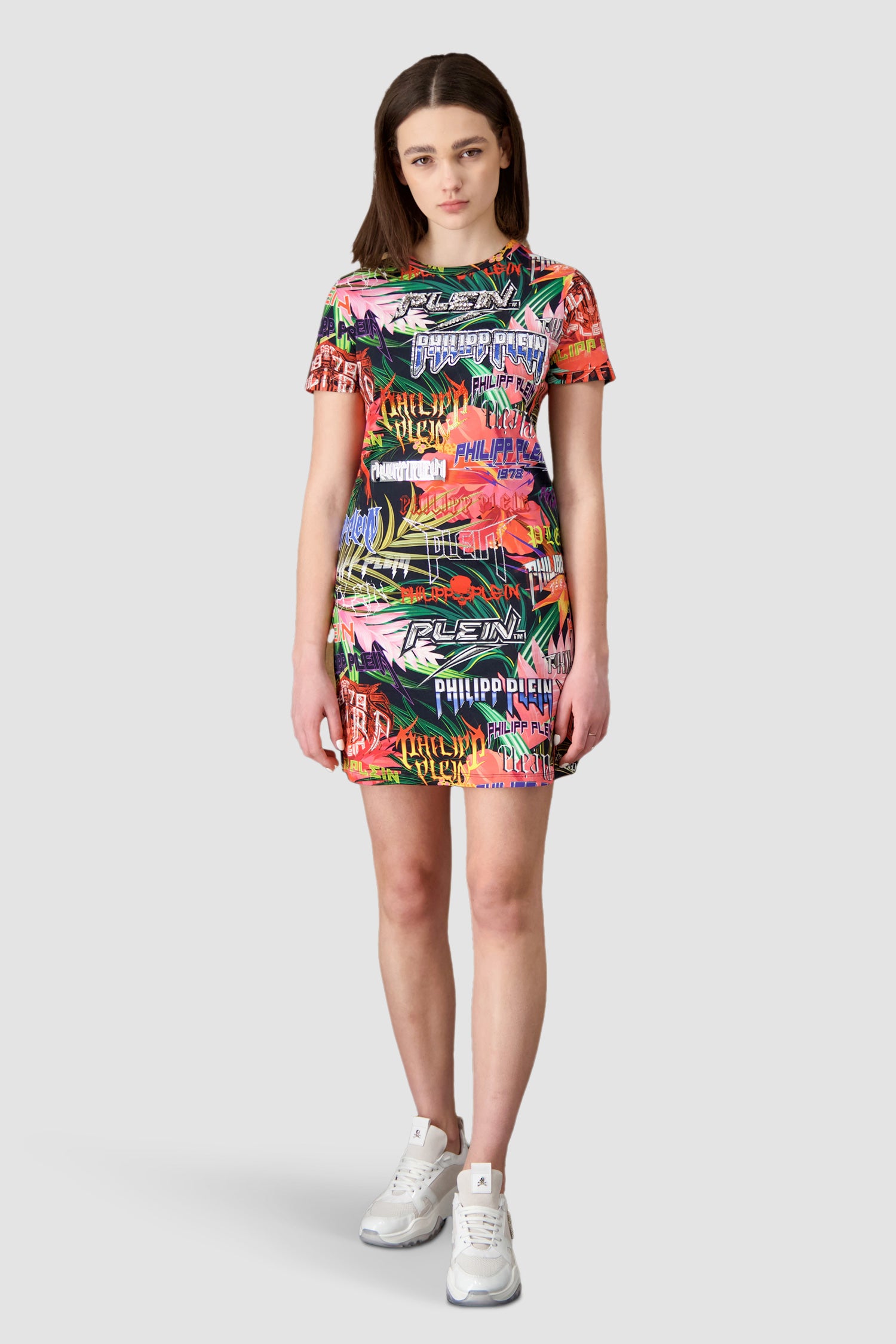 Philipp Plein Multicolor Jungle Rock Short Dress - Stylish Party & Night Out Mini Dress for Women | Perfect for Clubbing, Dates & Special Occasions