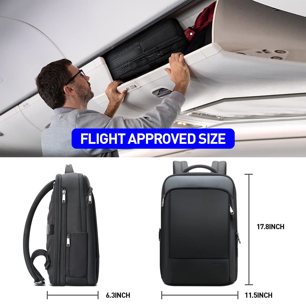 BOPai Expandable 15.6 Inch Anti-Theft Laptop Backpack for Men - Waterproof USB Charging Business Travel Backpack with Bottle Holder - Perfect for Office, Commuting & Business Trips