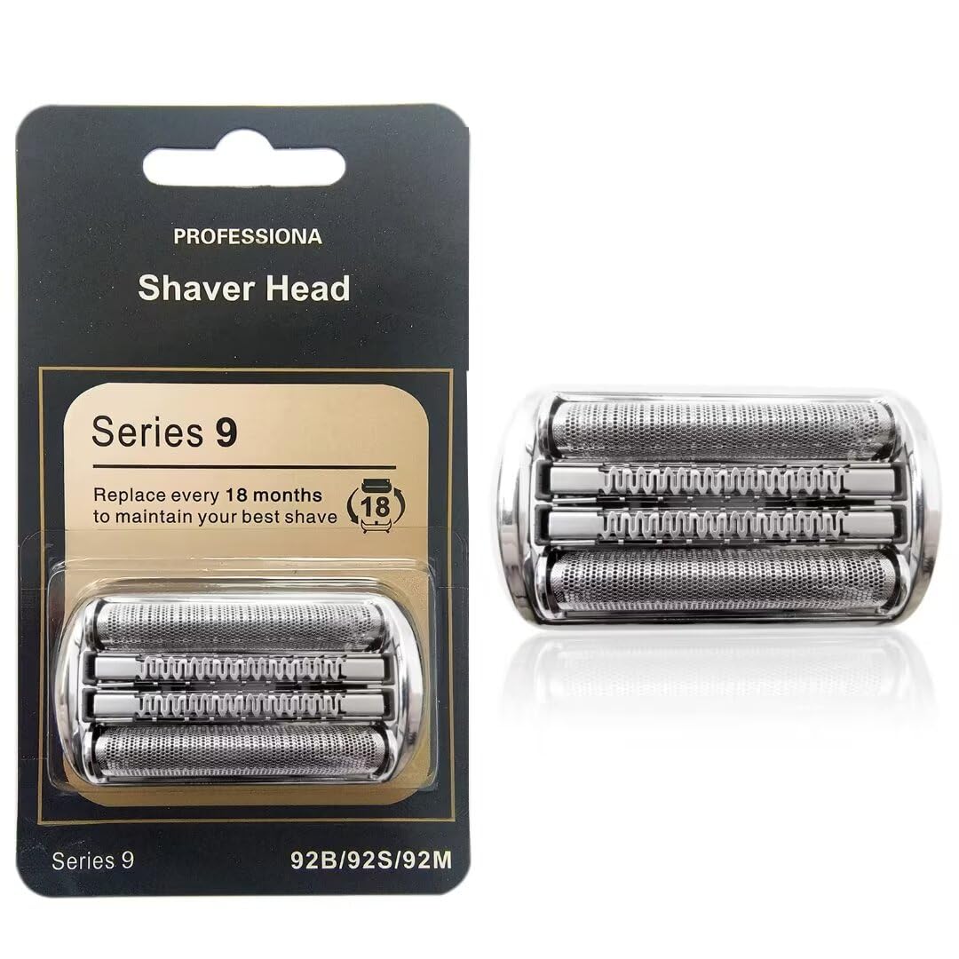 Upgraded YYU Electric Shaver Head Replacement for Braun Series 9 92S/92M Men's Razor - Silver Replacement Part for Smooth Shaving at Home & Travel