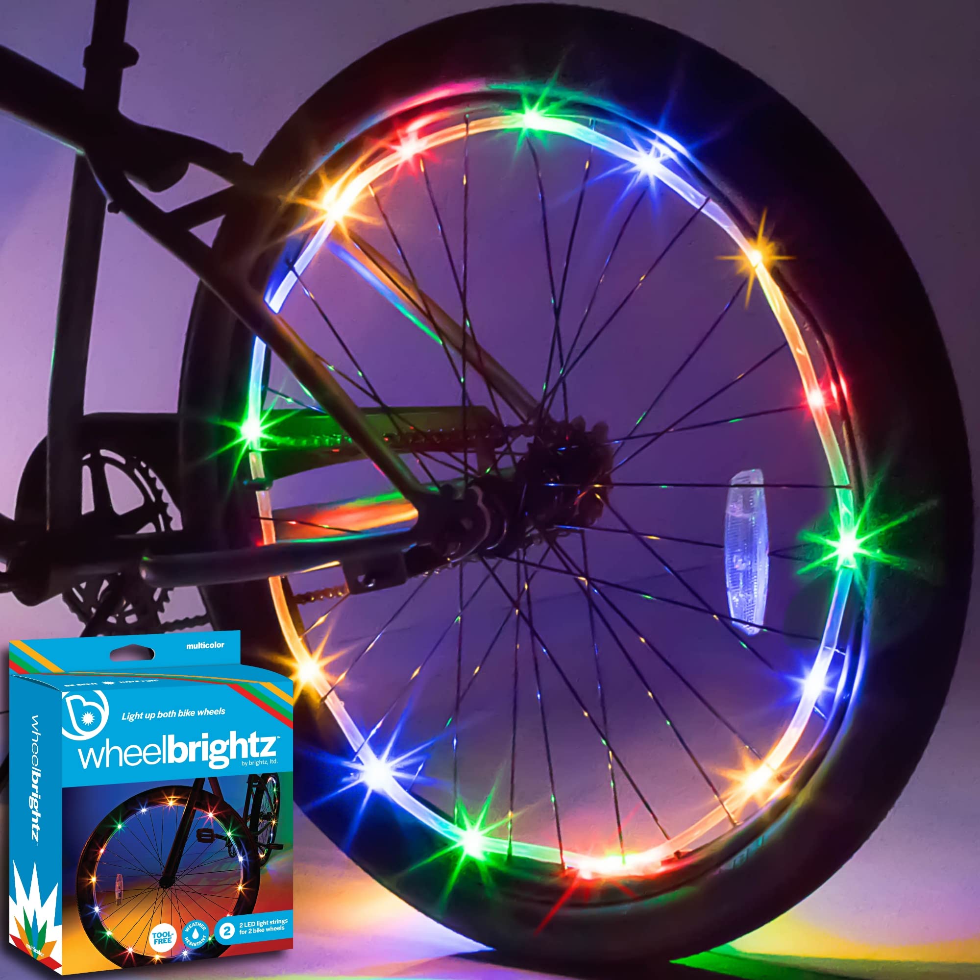 Brightz LED Bike Wheel Lights - 2 Pack Colorful Bicycle Tire Lights for Night Riding Safety - Waterproof Wheel Decoration Accessories for Kids & Adults - Perfect for Cycling, Commuting, and Outdoor Night Activities