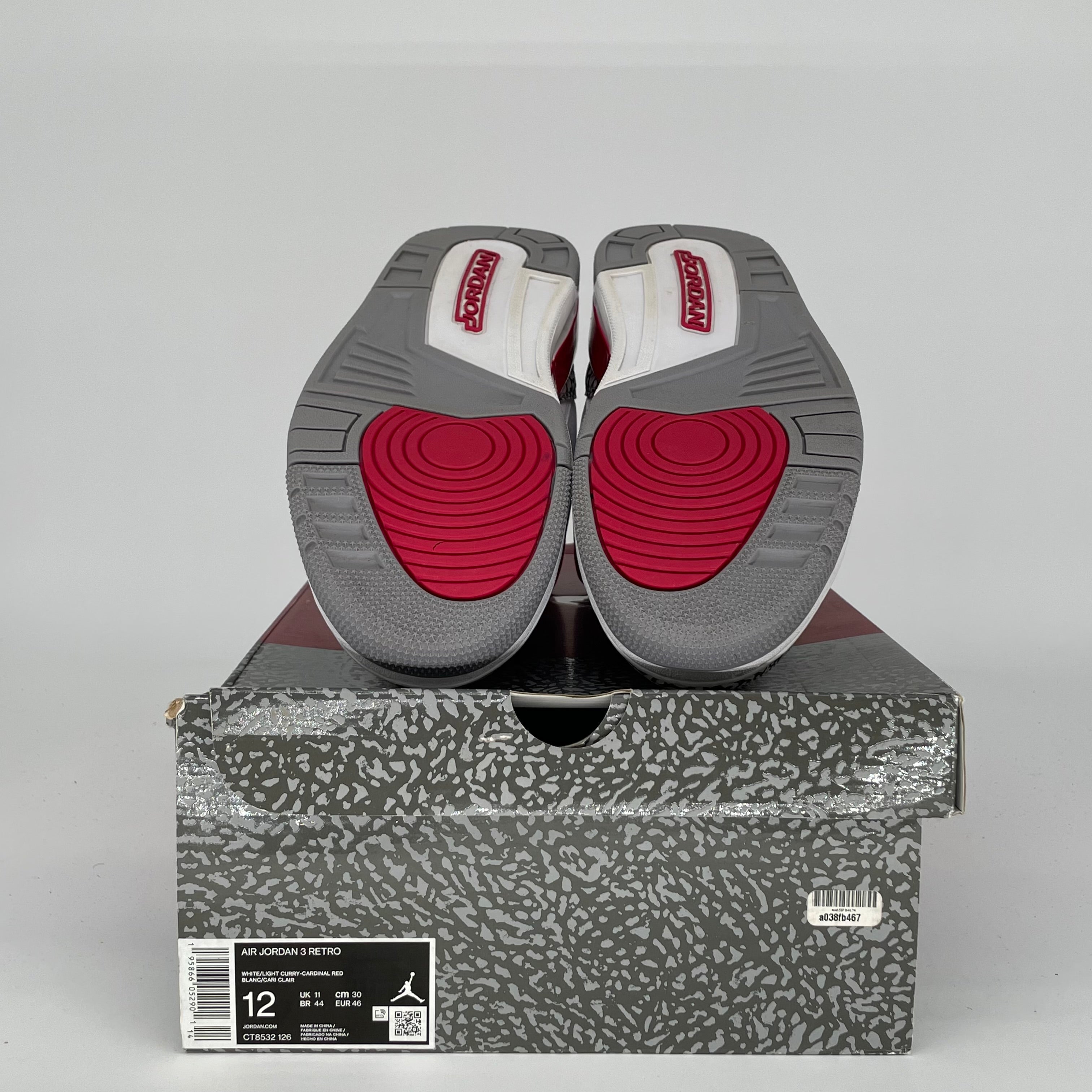 AIR JORDAN 3 CARDINAL Men's Basketball Shoes Size 12 - Retro Style Sneakers CT8532-126 | Perfect for Streetwear, Casual Outfits & Basketball Games