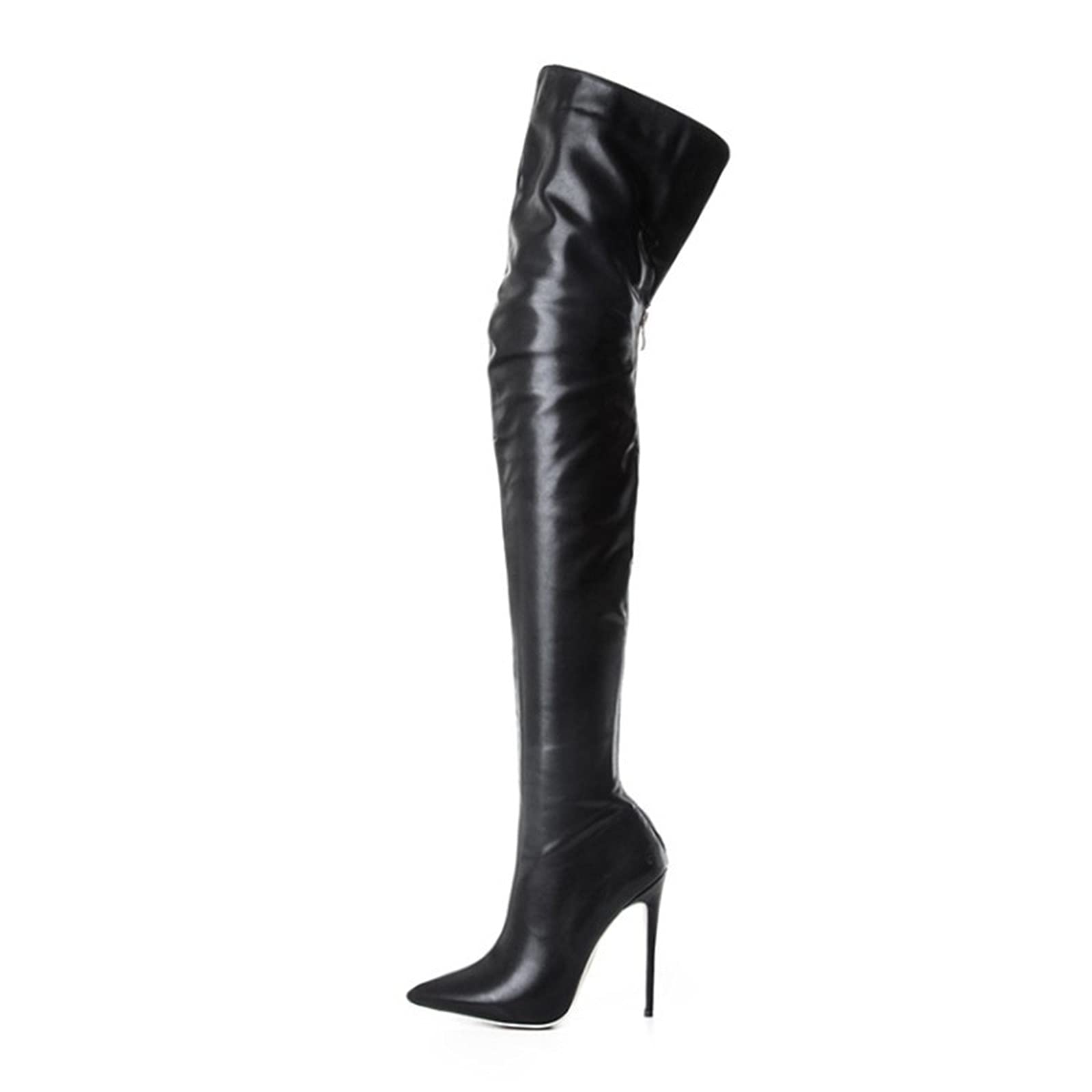 Women's Ankle Booties - Flat Pointed Toe Knee High Boots with Zipper | Vintage Style Vegan Leather Thigh High Boots for Women | Perfect for Fall, Winter & Casual Outfits
