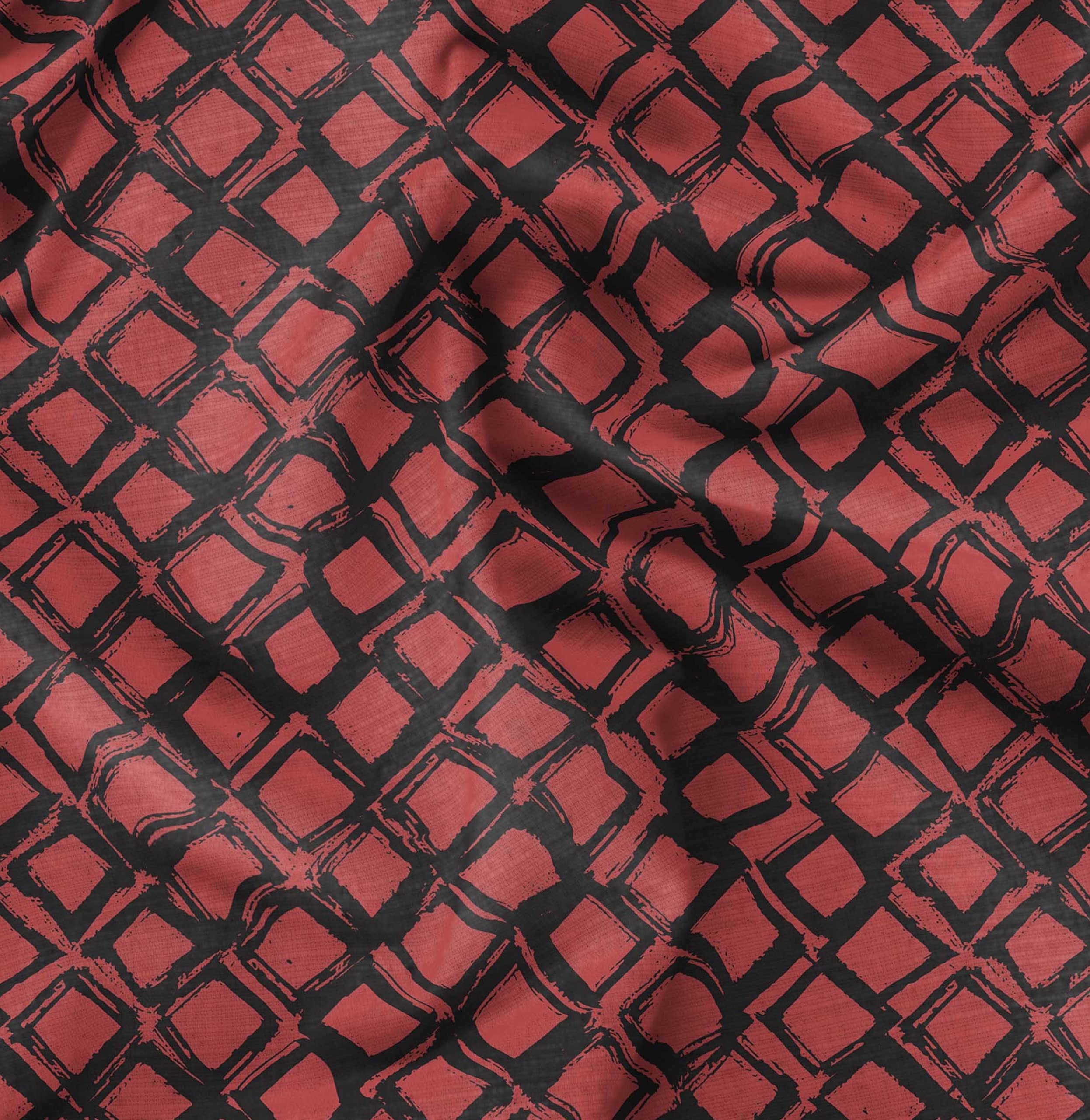Soimoi Orange Polyester Crepe Fabric by The Yard - 52 Inch Wide Diamond Geometric Print - Elegant Classic Textile for Dresses, Curtains & Home Decor