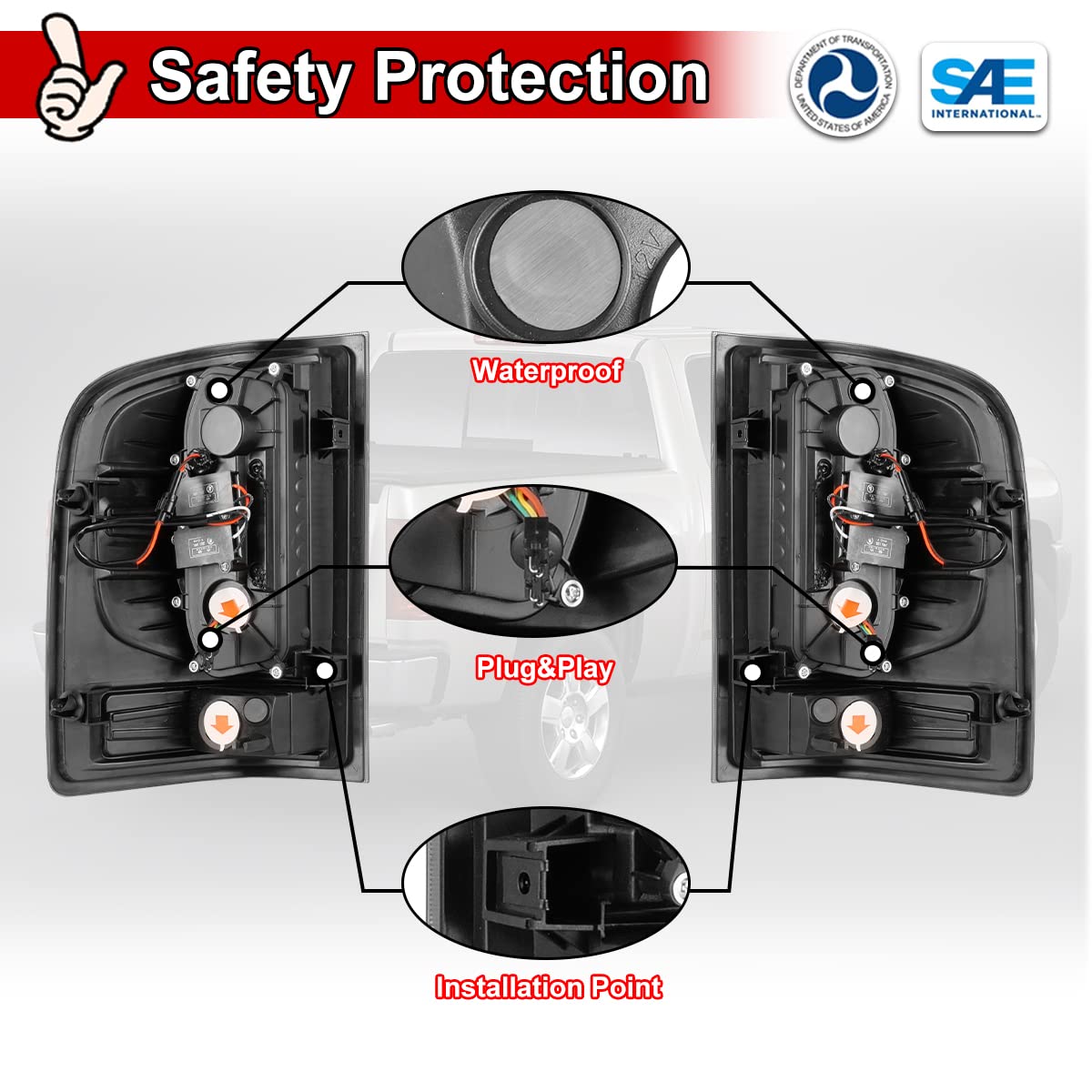 Nixon Offroad LED Tail Lights for Chevy Silverado 1500/2500HD/3500HD (2008-2014) - Matte Black Housing with Smoke Lens - Direct Replacement Rear Lamps Assembly (1 Pair) - Perfect for Off-Roading, Truck Upgrades & Nighttime Driving Safety
