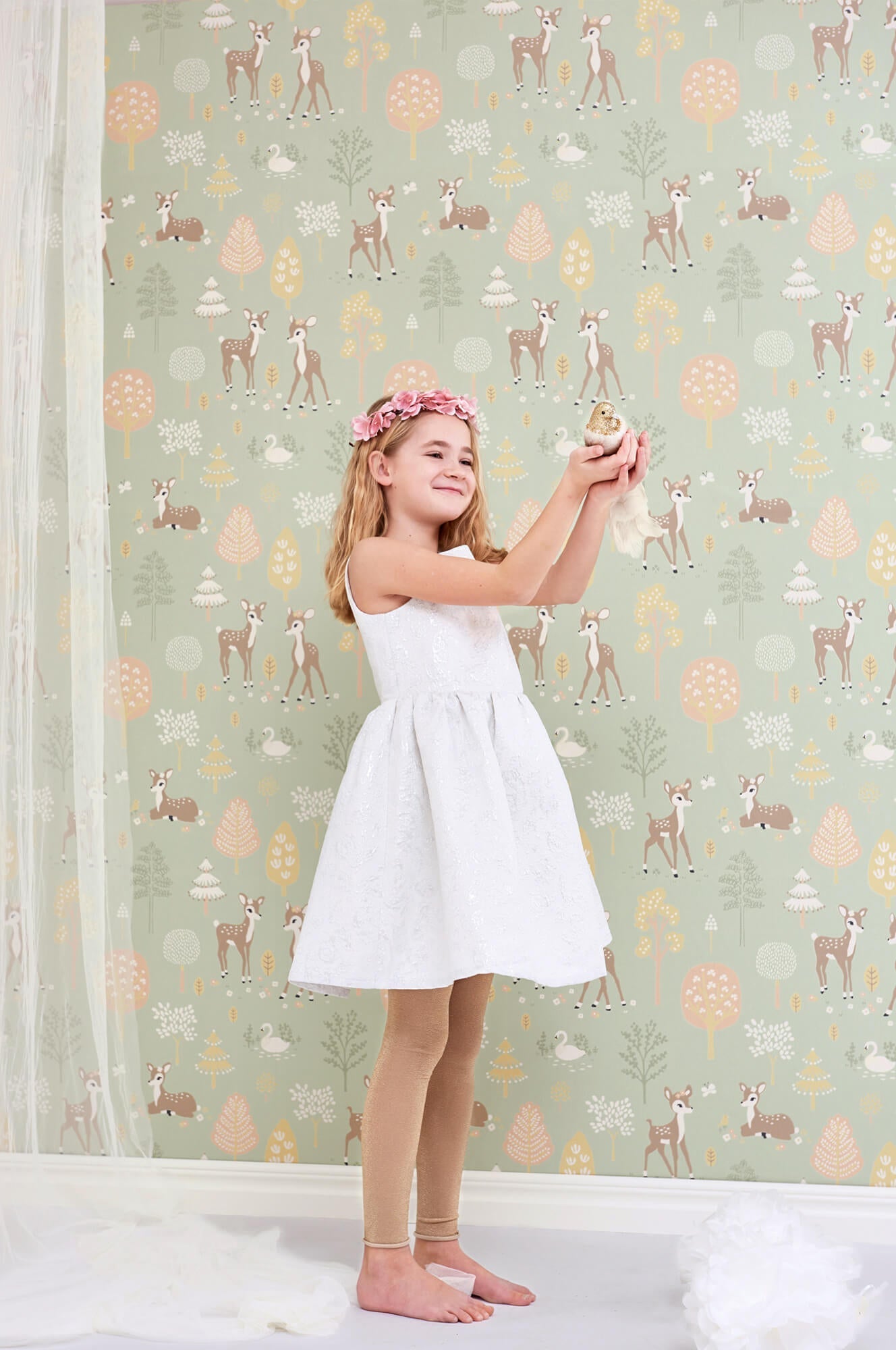 Golden Woods Dusty Green Wallpaper - Premium Peel and Stick Removable Wallpaper for Bedroom, Living Room, Nursery | Eco-Friendly Self-Adhesive Wallpaper for Home Decor