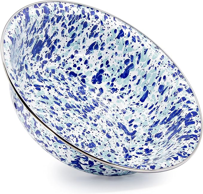 Ocean Swirl 4 Quart Serving Bowl - Large Salad Mixing Bowl with Wave Design - Perfect for Entertaining, Family Dinners & Food Prep