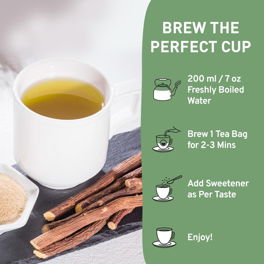 Organic Licorice Root Tea Bags (50 Count) - Caffeine Free, Non-GMO Herbal Tea | Eco-Friendly Round Tea Bags | Soothing Digestive Aid & Stress Relief | Perfect for Relaxation, Detox & After-Meal Comfort
