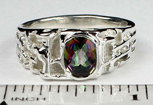 Mystic Fire Topaz Sterling Silver Men's Ring for Gifts & Special Occasions – SR197 | Elegant Jewelry for Weddings, Anniversaries & Daily Wear