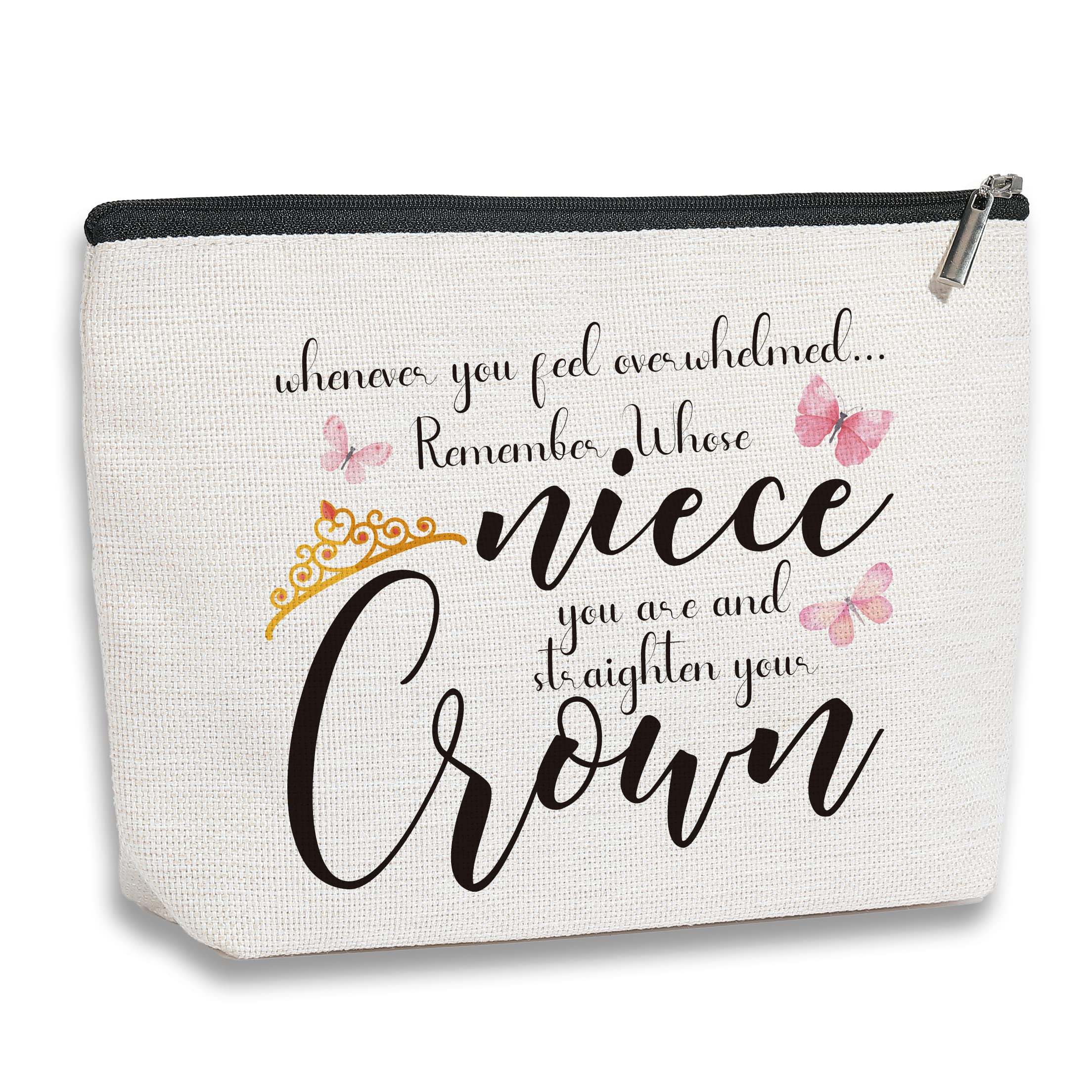 Personalized Makeup Bag for Niece - Inspirational Gift for Women, Birthday Christmas Graduation Present from Aunt Uncle - Cosmetic Travel Organizer for Teens Girls (Perfect for Travel, School & Daily Use)