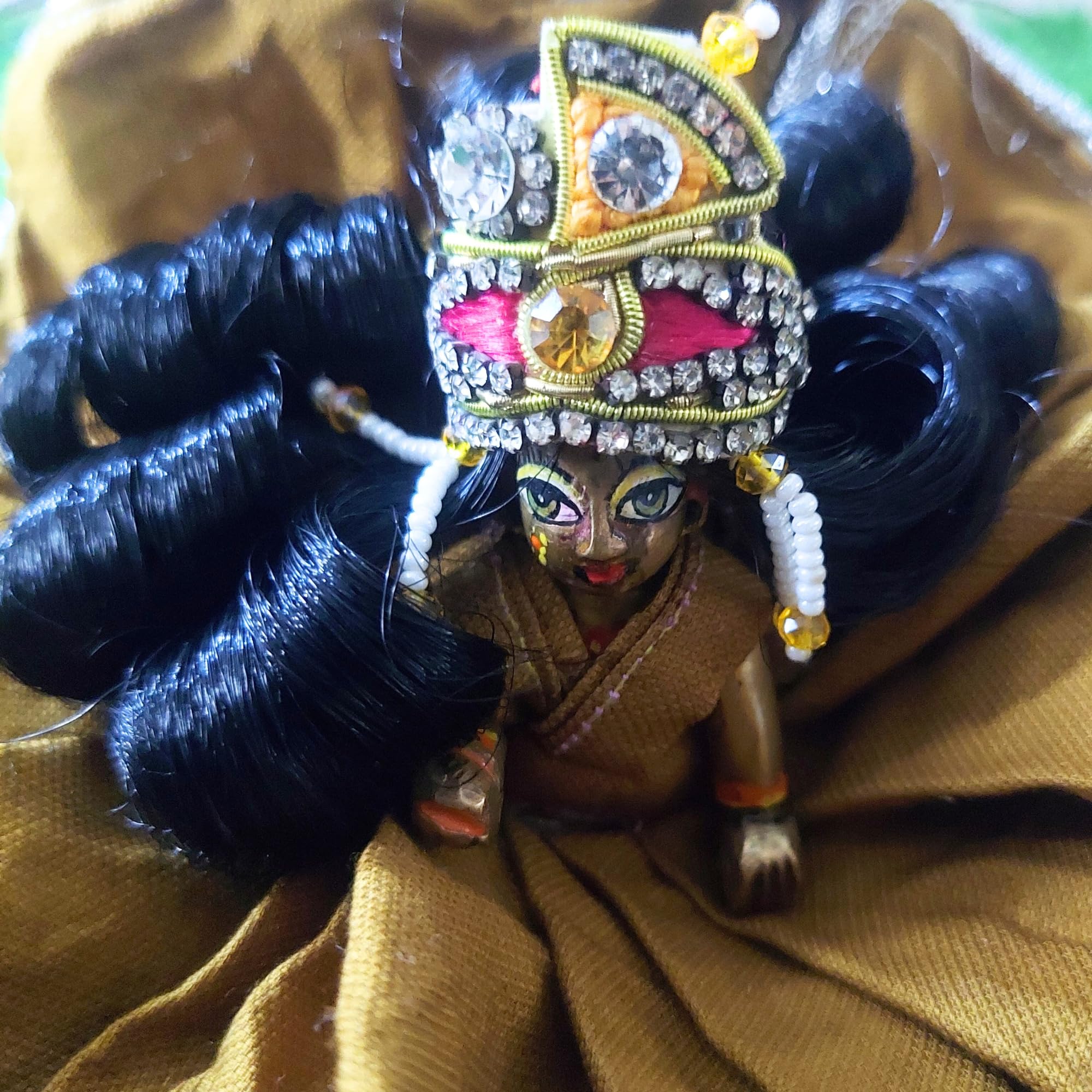 Premium Laddu Gopal Hair Wig for Baby Krishna - Natural Synthetic Hair, Size 2 - Perfect for Hindu Deity Dolls, Home Temple Decor & Religious Ceremonies