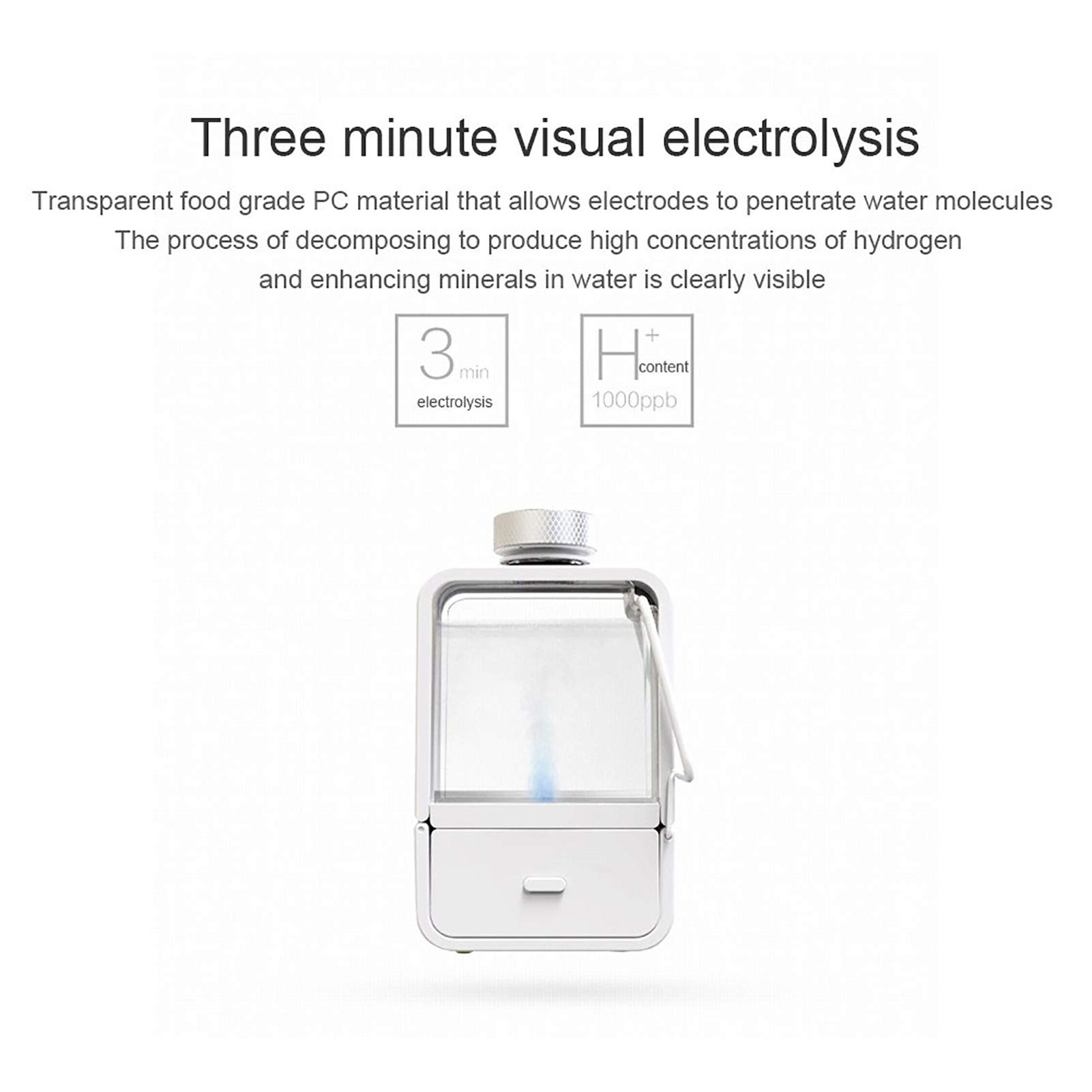 Gaone Hydrogen Water Bottle - 350ML Portable Hydrogen-Rich Water Generator with 1000PPB Hydrogen Content, Electrolysis Technology for Antioxidant Alkaline Water - Perfect for Sports, Travel & Daily Hydration