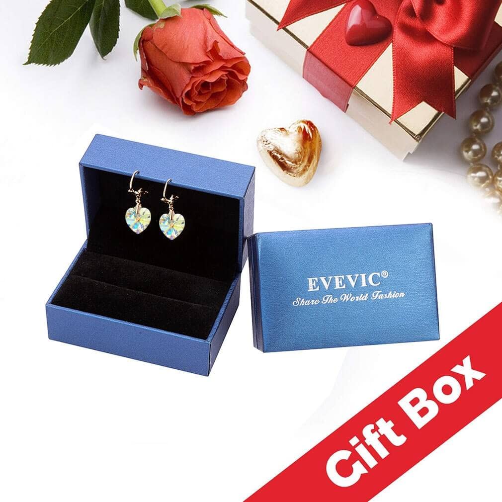 Austrian Crystal Heart Drop Leverback Earrings for Women - 14K Rose Gold Plated Hypoallergenic Dangle Earrings | Elegant Gift for Valentine's Day, Anniversary & Special Occasions