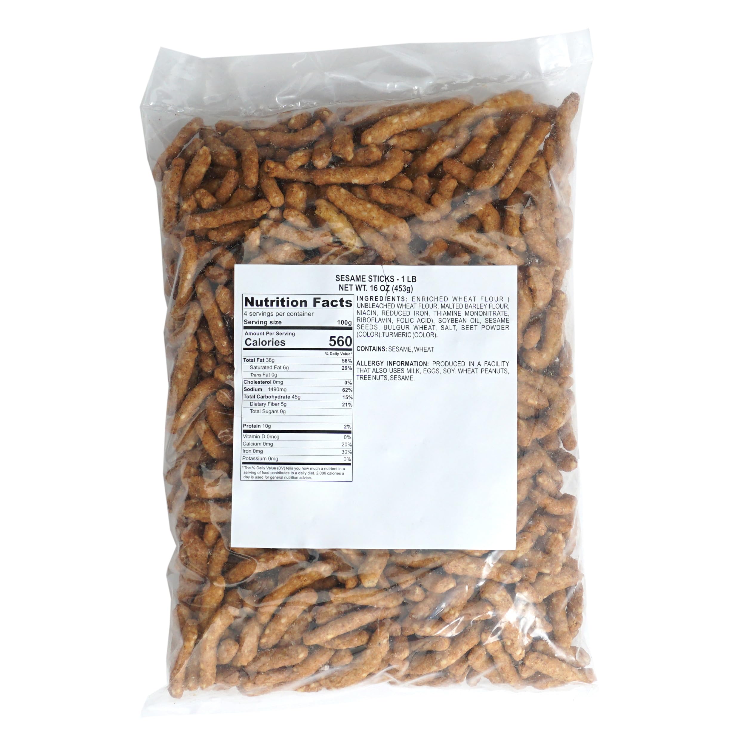 Fresh Sesame Sticks Snacks - 1 Pound Bag by The Hampton Popcorn & Candy Company | Crunchy & Delicious Sesame Seed Snacks for Parties, Movie Nights & Healthy On-the-Go Treats