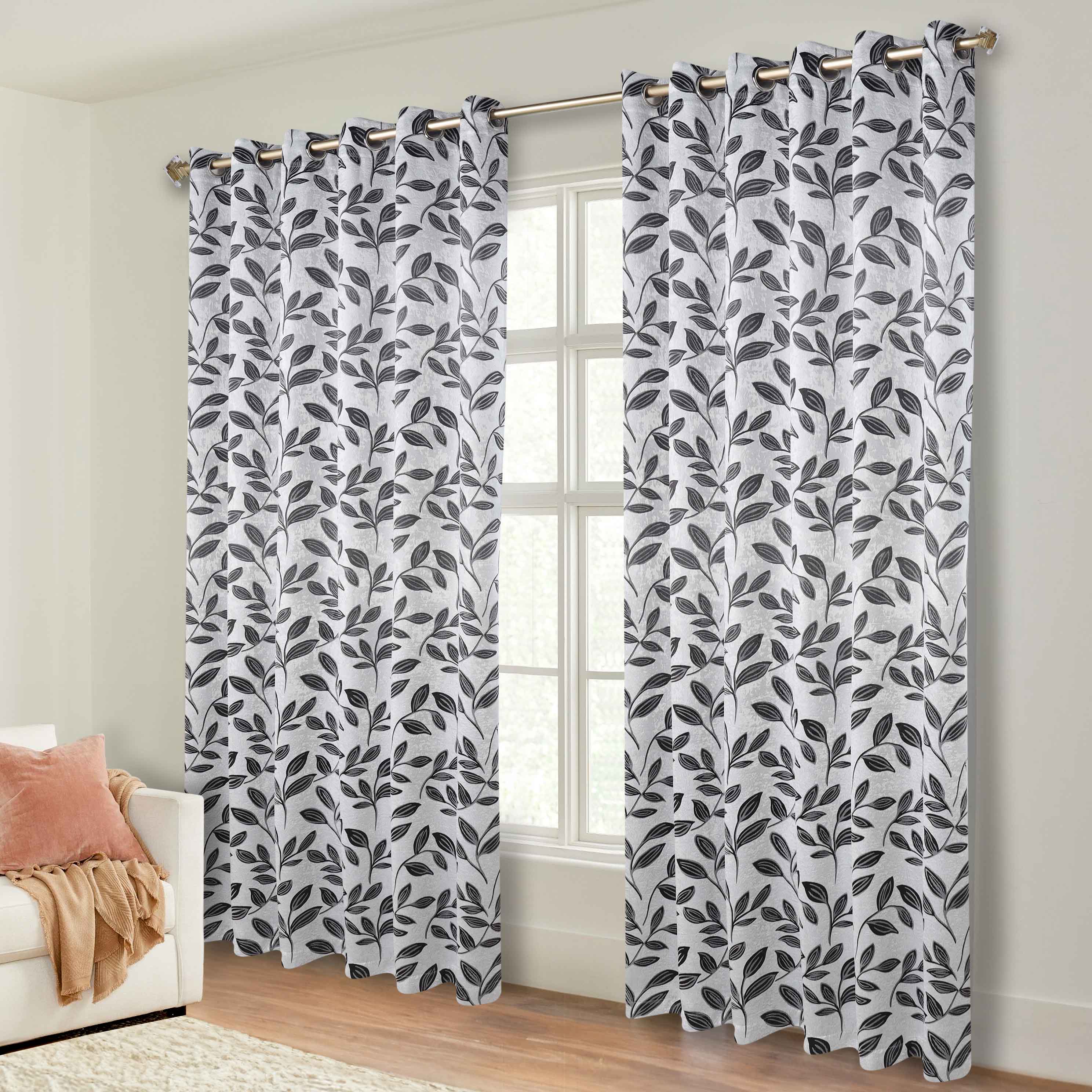 Leaves Grommet Blackout Curtains Set of 2 - Thermal Insulated Room Darkening Drapes for Bedroom & Living Room - Noise Reducing Window Treatment for Home Decor