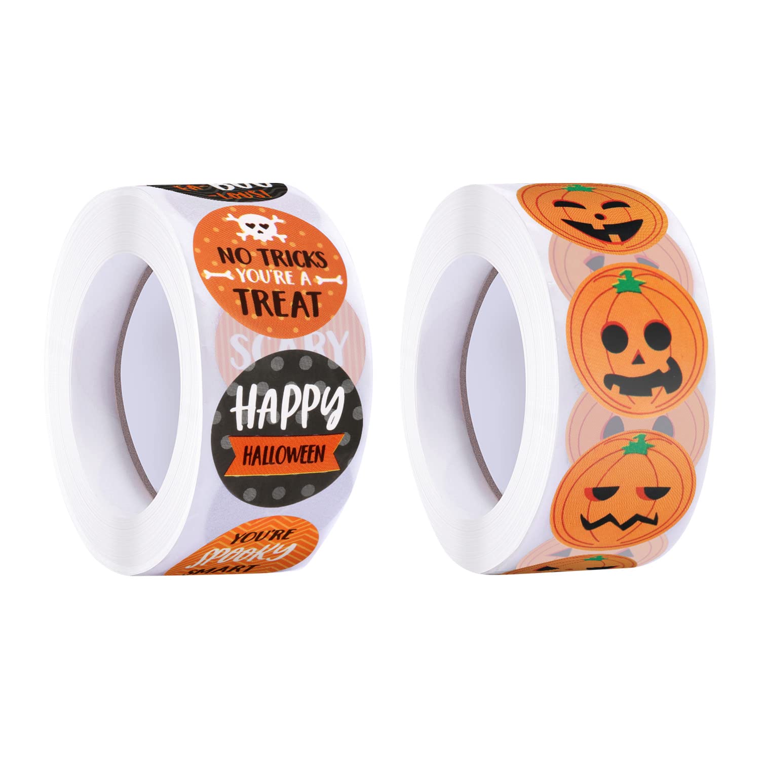 AIEX 1000pcs Halloween Stickers - 1 Inch Round Pumpkin Labels, Cute Halloween Party Stickers for Kids Decorations, Trick or Treat Favors, Scrapbooking & DIY Crafts