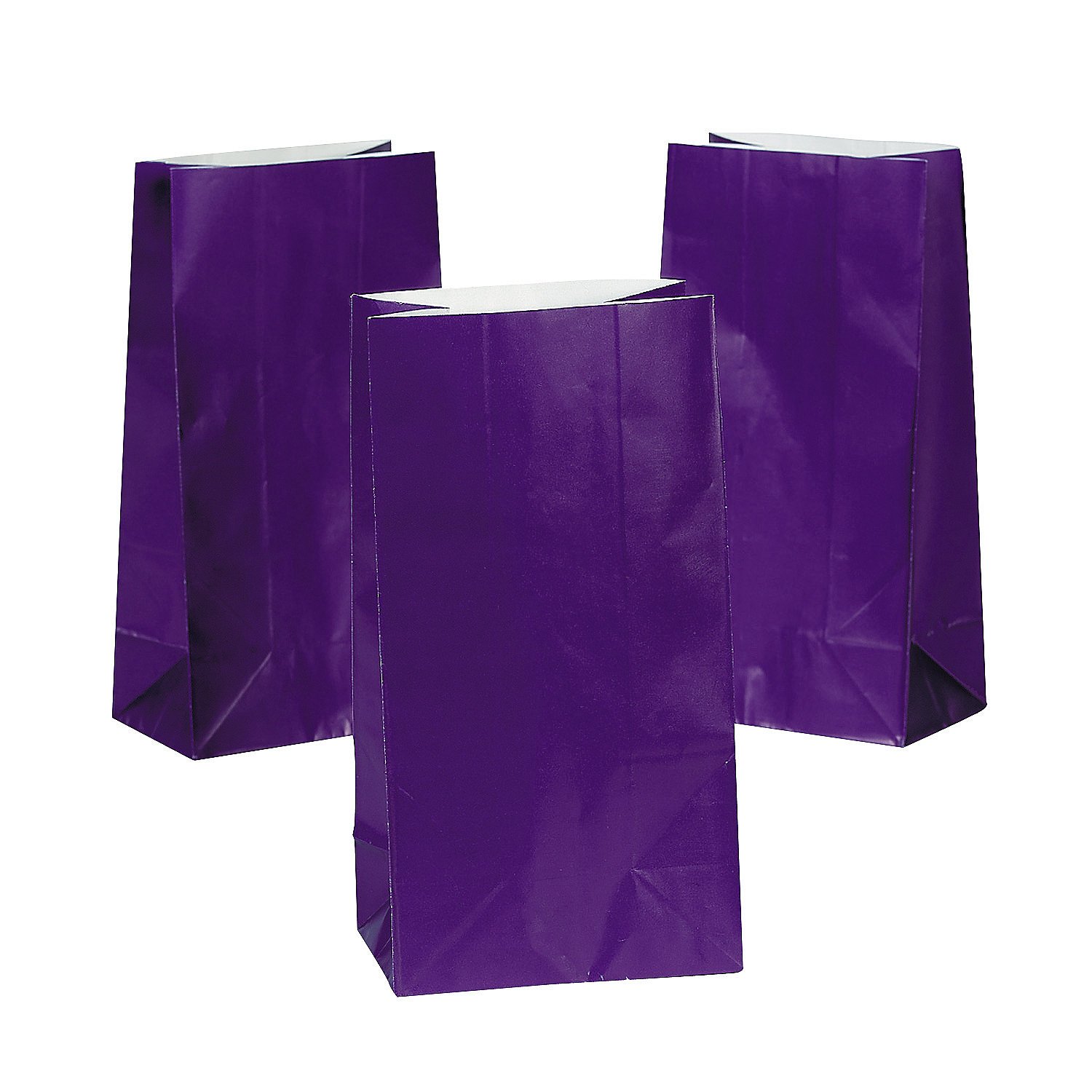 12 Pack Purple Paper Party Bags for Treats & Goodies | Fun Express Party Supplies | Perfect for Birthday Celebrations, Halloween Treats & Wedding Favors