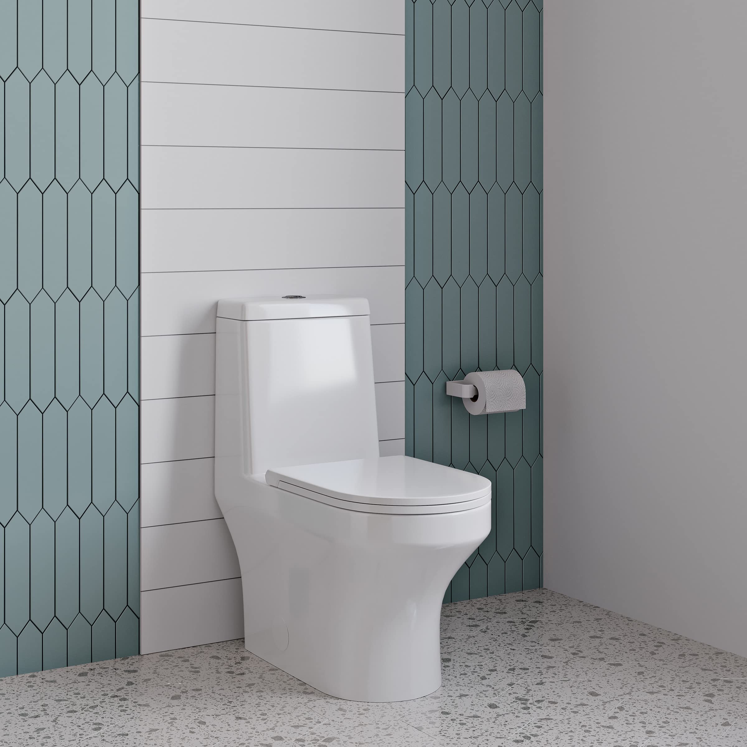 Bron One-Piece Elongated Toilet with Dual Vortex Flush Technology | 1.1/1.6 GPF Water Efficient | Perfect for Modern Bathrooms & Small Spaces