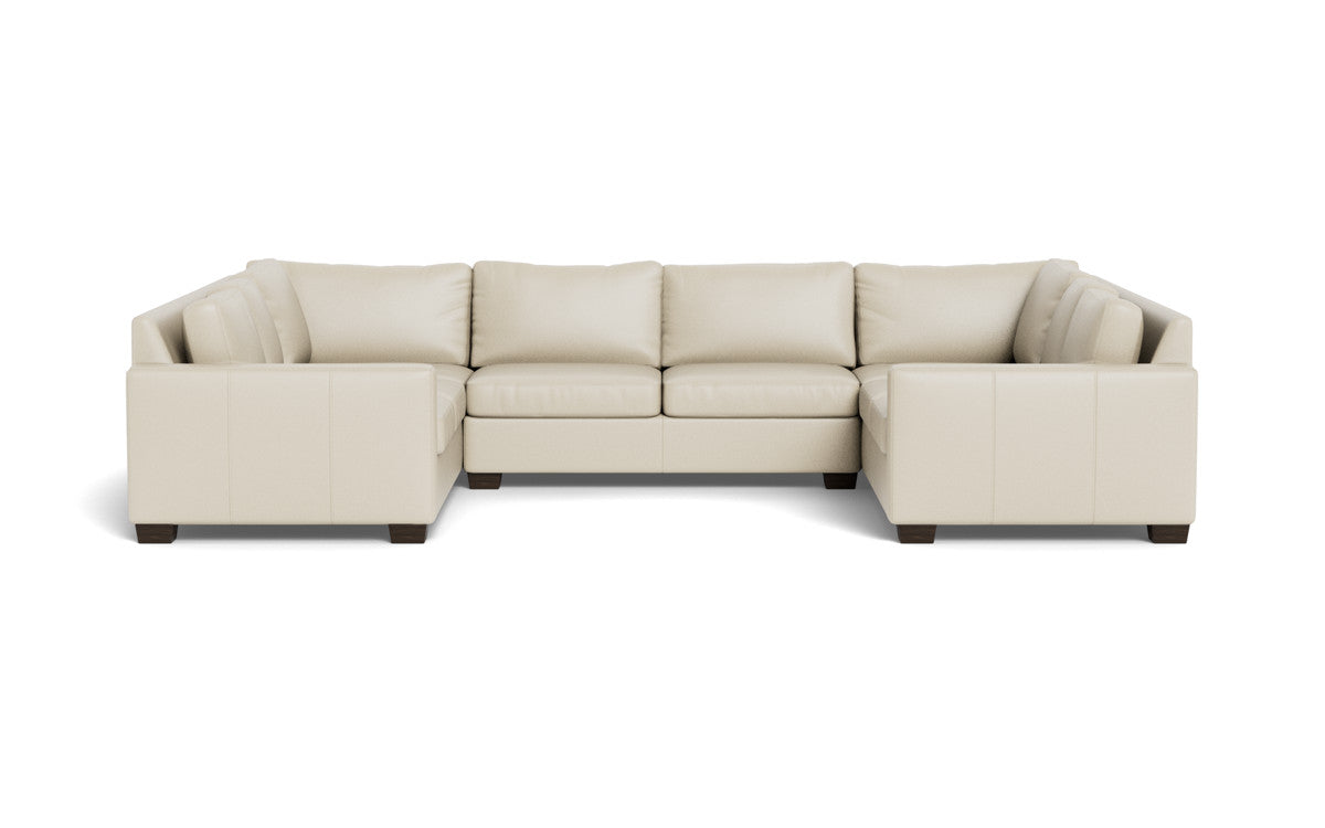Luxury Track 141 Leather Corner Sofa U Sectional - Modern U-Shaped Couch for Living Room, Home Theater & Lounge - Genuine Leather Recliner Sofa Set with Ottoman