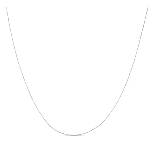 14K Solid White Gold 0.8mm Extendable Cable Chain Necklace with Spring Ring Closure - Adjustable 16-18 Inch for Pendants & Charms | Perfect for Layering, Gifts & Everyday Jewelry