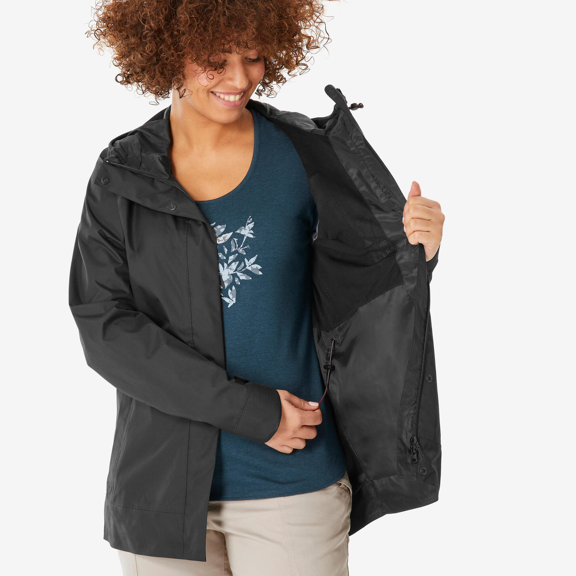 Quechua Women’s NH500 Waterproof Hiking Rain Jacket - Lightweight Windproof Outdoor Coat for Trekking, Camping & Mountain Adventures