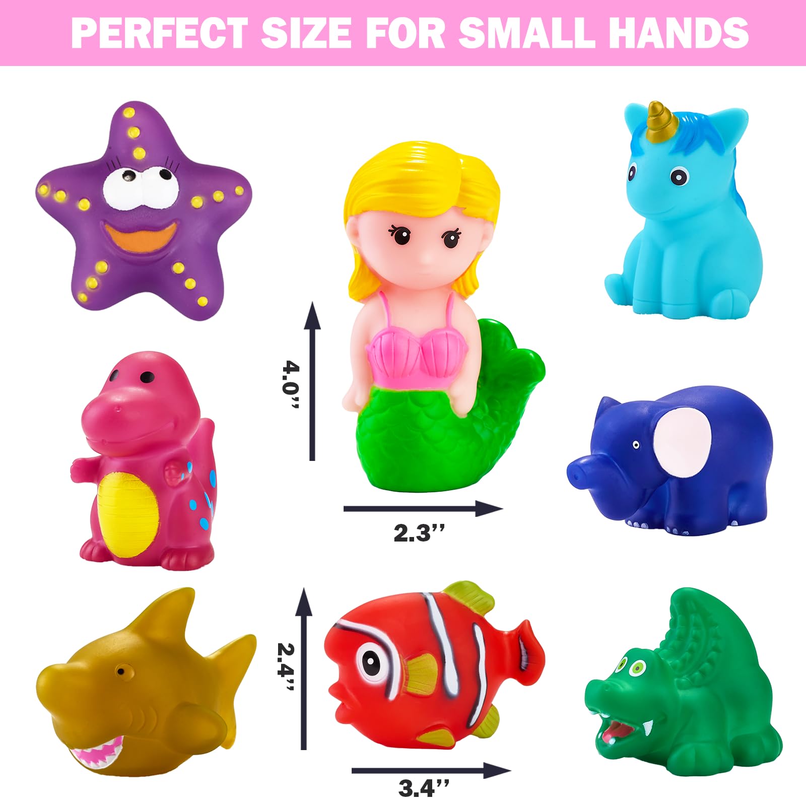 Color Changing Bath Toys for Kids - Mermaid & Dinosaur Floating Toys for Bathtub Fun