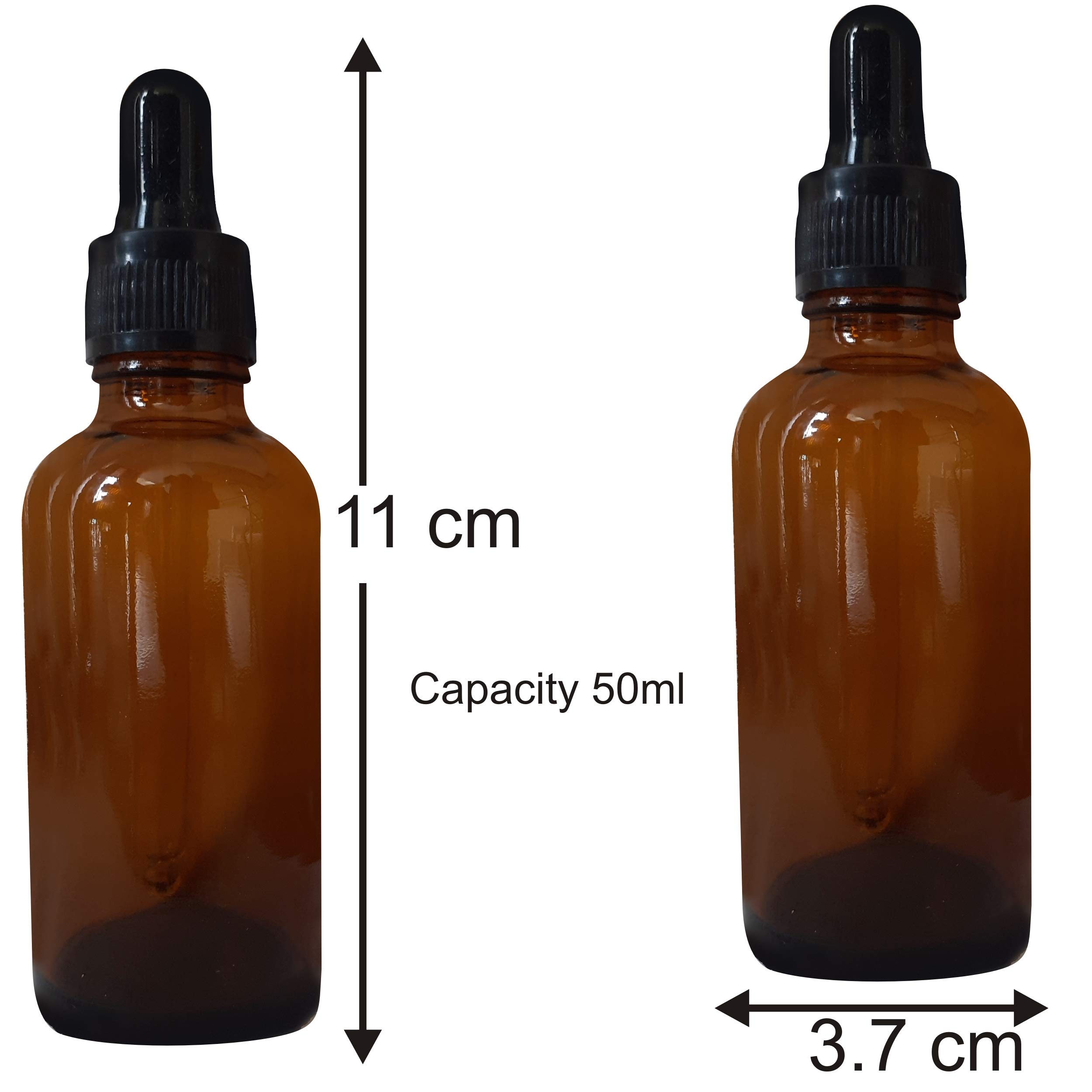 Premium 50ml Amber Glass Dropper Bottles with Silver Cap - Essential Oil Bottles, DIY Skincare Serum Containers, Perfume & Fragrance Storage (Pack of 3) - Perfect for Aromatherapy, Homemade Beauty Products & Natural Remedies