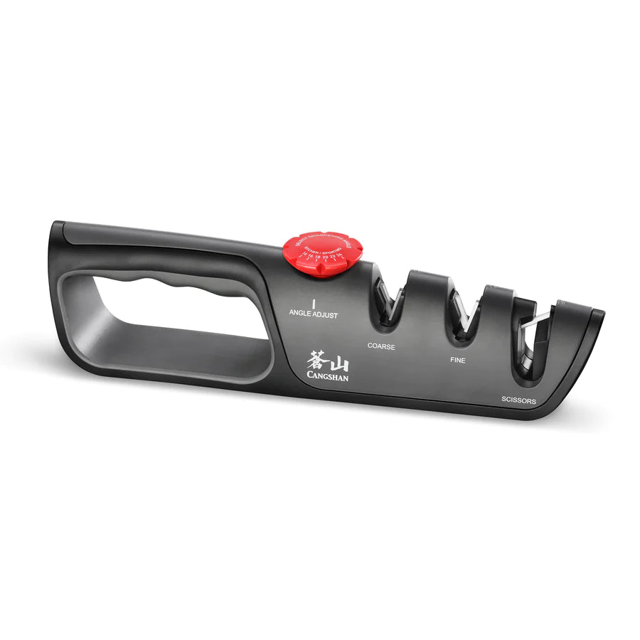 3 Stage Knife Sharpener - Professional Multi-Stage Sharpening System for Kitchen Knives, Scissors & Tools | Perfect for Home Chefs, Camping & Outdoor Cooking