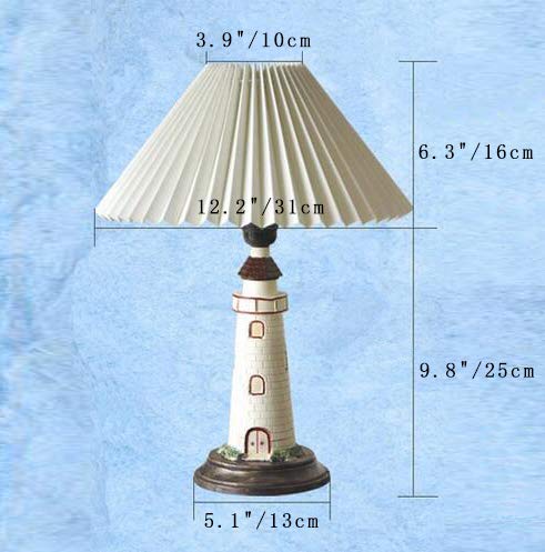 Kiven Nautical Lighthouse Table Lamp - Large Cape Hatteras Style Desk Light with Blue Cloth Shade | Coastal Decor, Bedroom Nightstand, Office Lighting, Living Room Accent