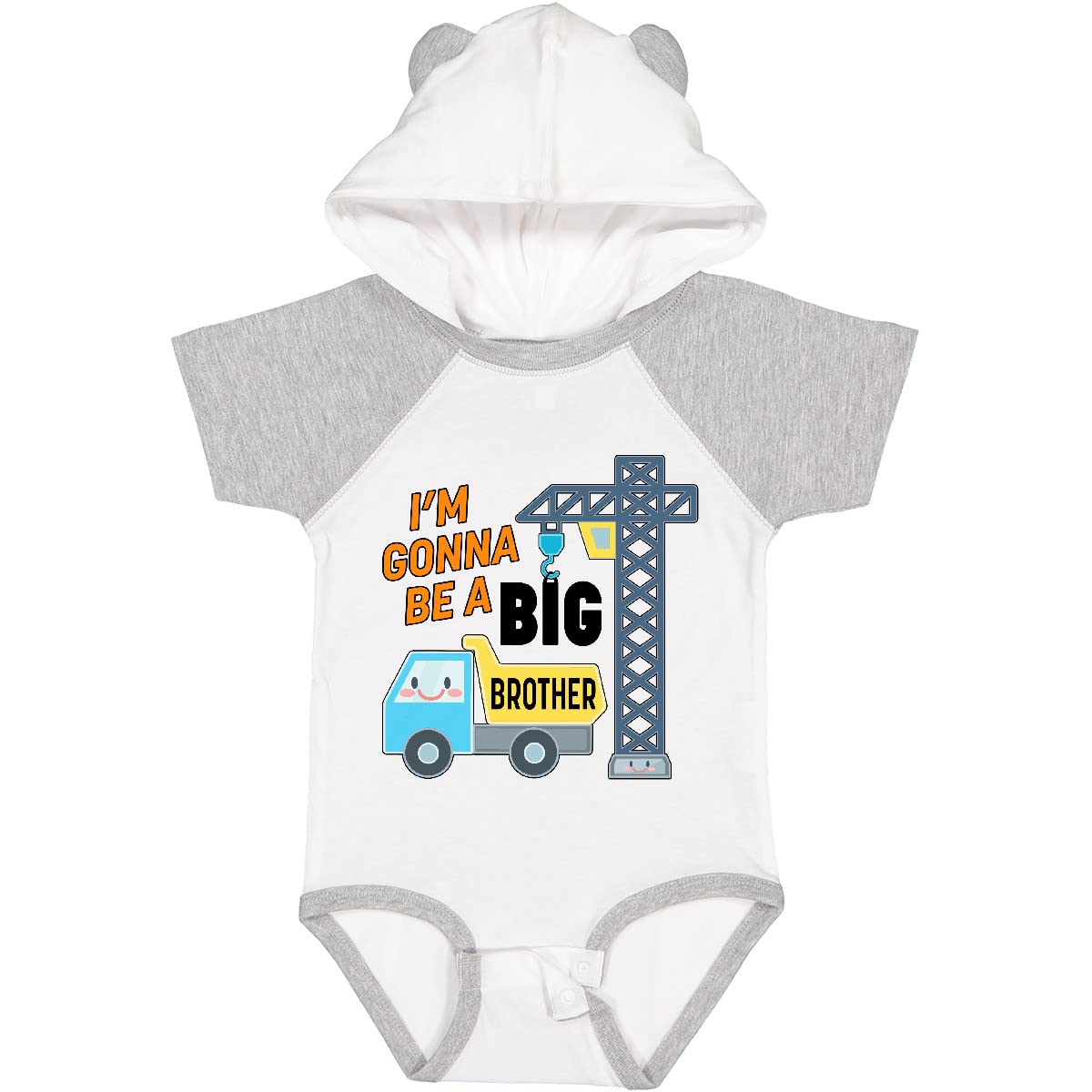 Inktastic 'I'm Gonna Be a Big Brother' Truck & Crane Baby Bodysuit - Cute New Sibling Announcement Outfit for Toddlers & Infants - Perfect for Gender Reveals, Baby Showers & First Birthday Photos