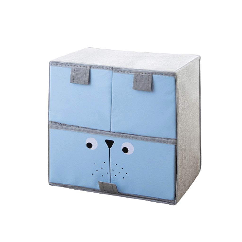 WPBOY 3-Drawer Storage Box with Lid - Organizer Bins for Clothes, Toys & Fashion Accessories | Space-Saving Closet & Bedroom Organization Solution (Blue)