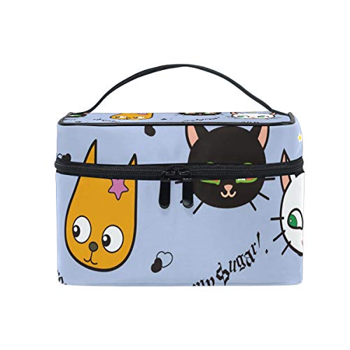 Cute Cartoon Cat Print Cosmetic Bag for Women - Travel Makeup Train Case & Storage Organizer - Perfect for Travel, Gym, and Daily Use