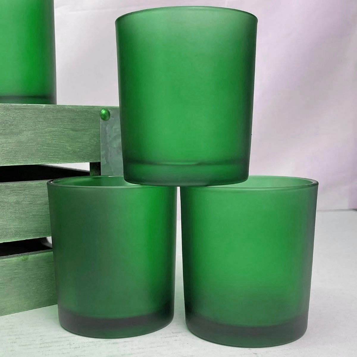 10 Pack Green Frosted Glass Votive Candle Holders - Elegant Table Centerpieces for Christmas, Wedding, Anniversary, Party & Home Decor - Perfect for Romantic Dinners, Holiday Decorations & Special Events