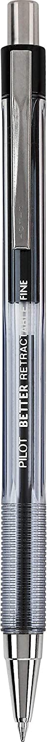 PILOT The Better Ball Point Pen - Refillable & Retractable Fine Point Black Ink Pens (6-Pack) - Perfect for Office, School, Note Taking & Everyday Writing