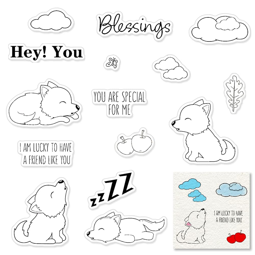 Wolf & Cloud Clear Rubber Stamps Set - DIY Scrapbooking, Card Making & Photo Album Decorations - Perfect for Greeting Cards, Journals, Invitations and Craft Projects