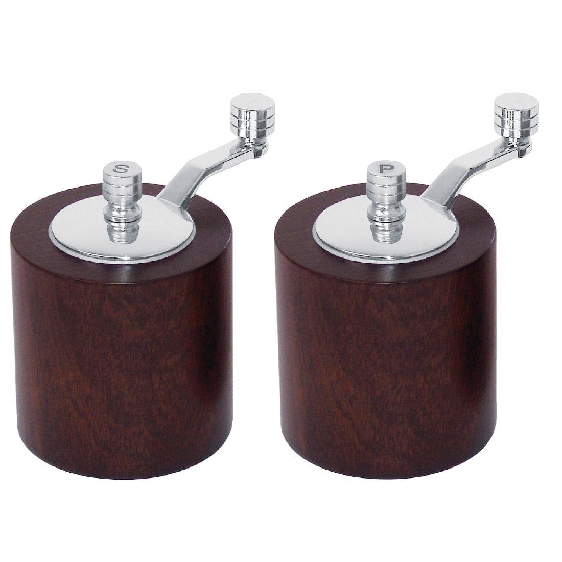 Premium Dark Wood Salt and Pepper Grinder Set - Adjustable Ceramic Spice Mill for Kitchen, Dining Table & BBQ - Natural Wooden Seasoning Shakers for Home Cooking & Restaurant Use