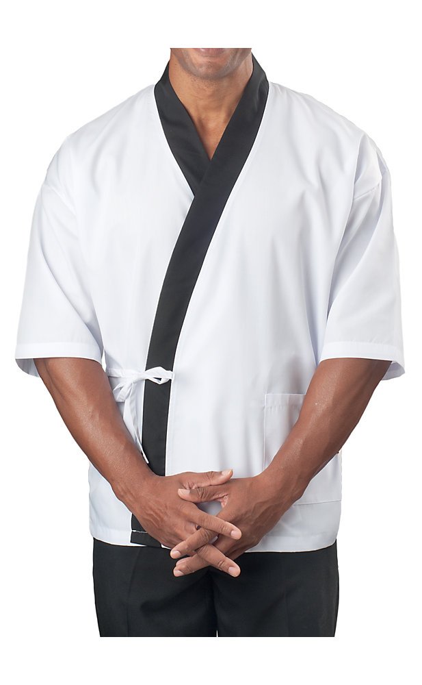KNG 3/4 Sleeve Sushi Chef Jacket - Professional Japanese Cooking Uniform for Restaurant & Home Kitchen Use