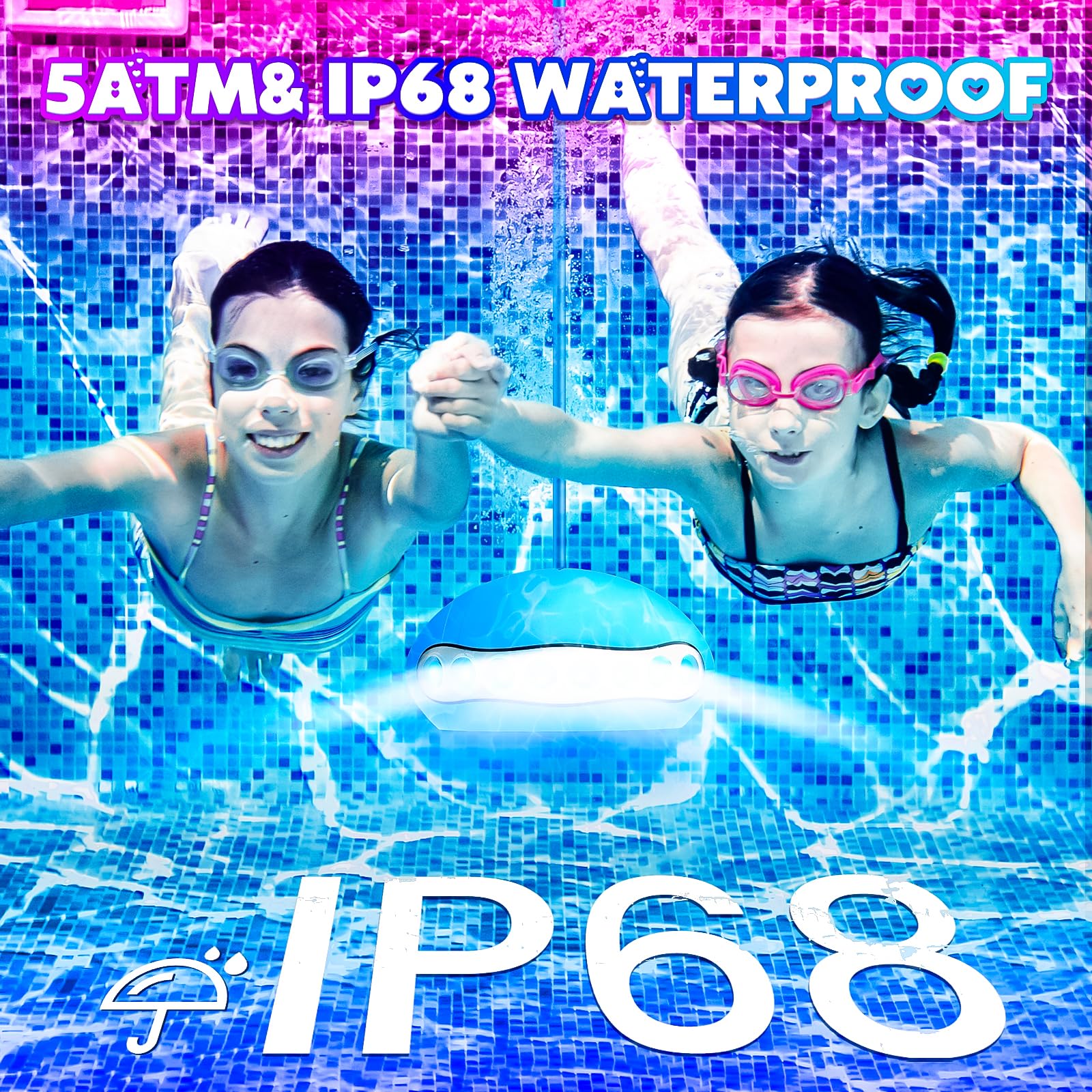 20W RGB LED Pool Lights with APP Control & Music Sync - IP68 Waterproof Underwater Lights for Above Ground & Inground Pools, Hot Tubs - 34FT Cord - Perfect for Backyard Parties, Night Swimming & Relaxation