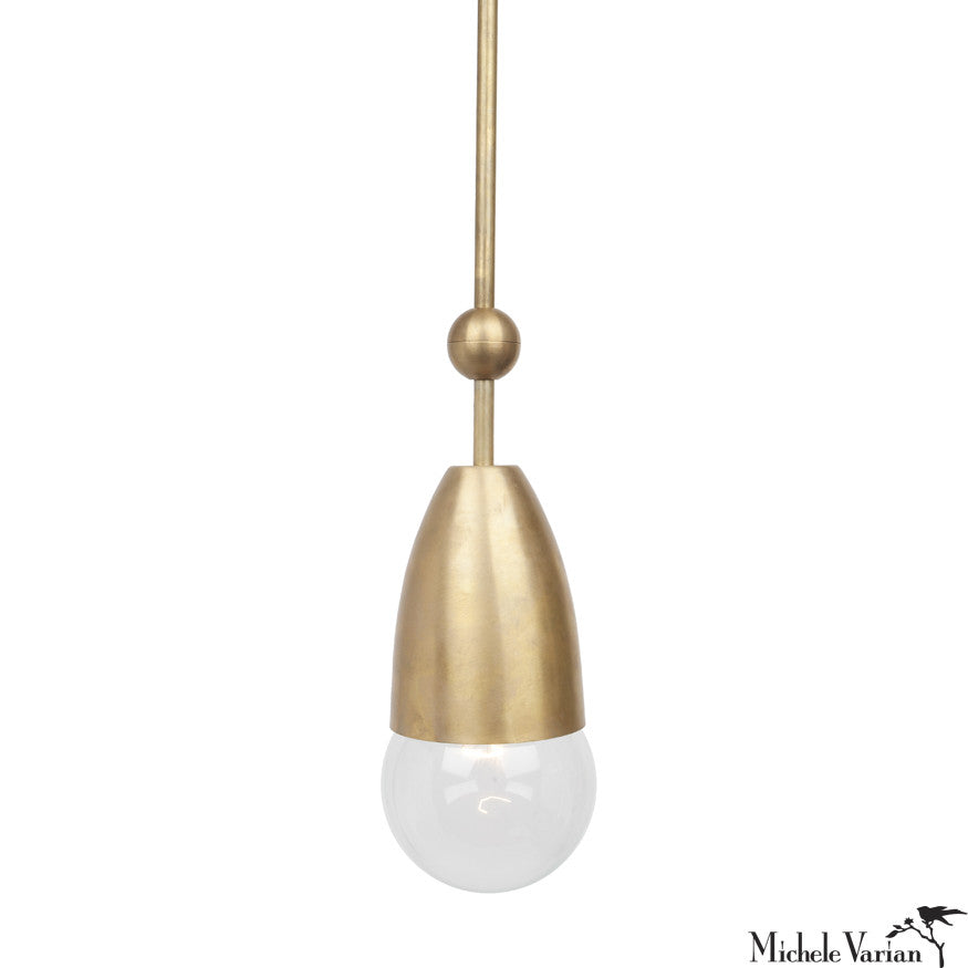 Vintage Brass Cup and Ball Pendant Light - Industrial Style Ceiling Fixture for Dining Room, Kitchen Island & Bedroom Lighting