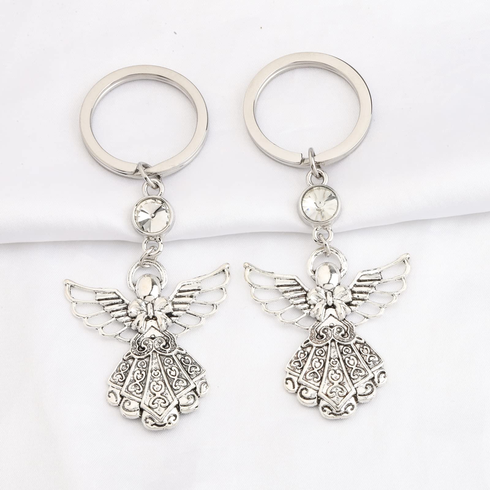 FUSTMW Angel Keychain - Guardian Angel Prayer Gift for Faith & Blessings - Perfect for Baptism, First Communion, Confirmation & Spiritual Encouragement
