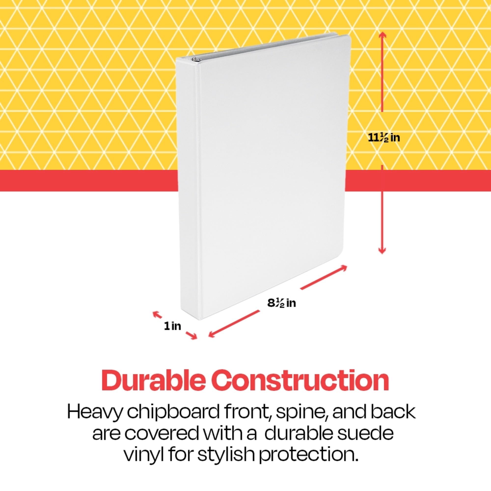 School Smart 1 Inch White Polypropylene D Ring Binder - Perfect for Organizing School Notes, Office Documents, and Business Reports