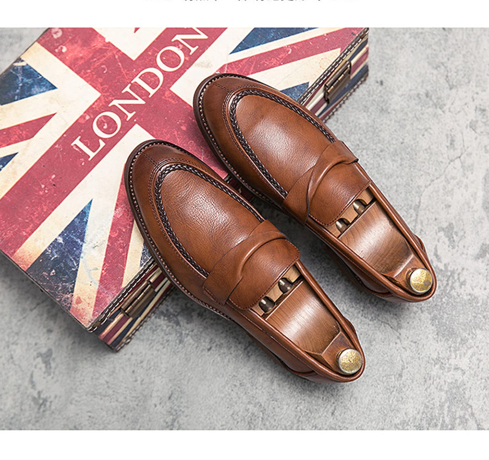 Men's Classic Penny Loafers - British Slip-On Leather Shoes for Business Casual | Comfortable & Stylish Dress Shoes for Office, Travel & Formal Occasions