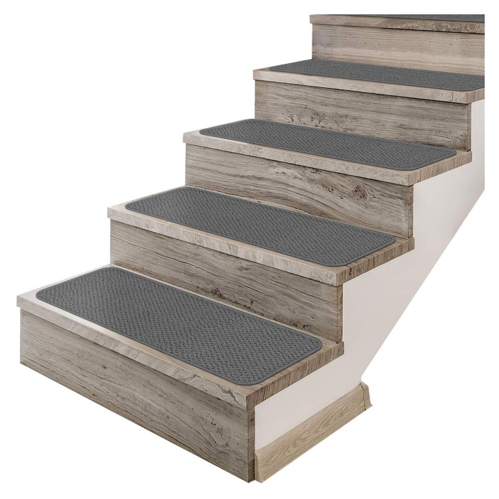 15-Pack Non-Slip Gray Carpet Stair Treads - 8