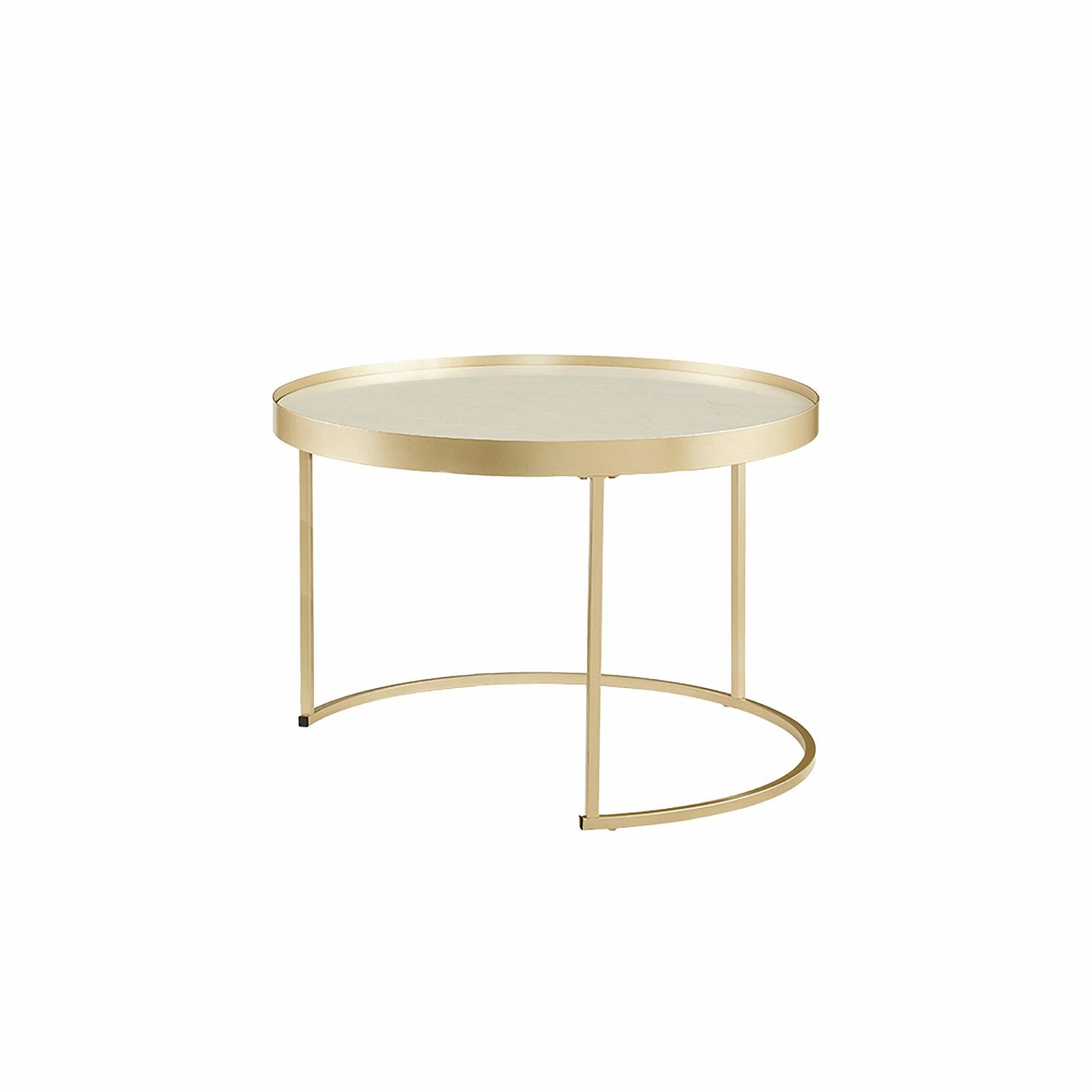 Criterion White Marble Finish Champagne Metal Frame Nested Coffee Table - Modern Living Room Furniture for Small Spaces & Home Decor