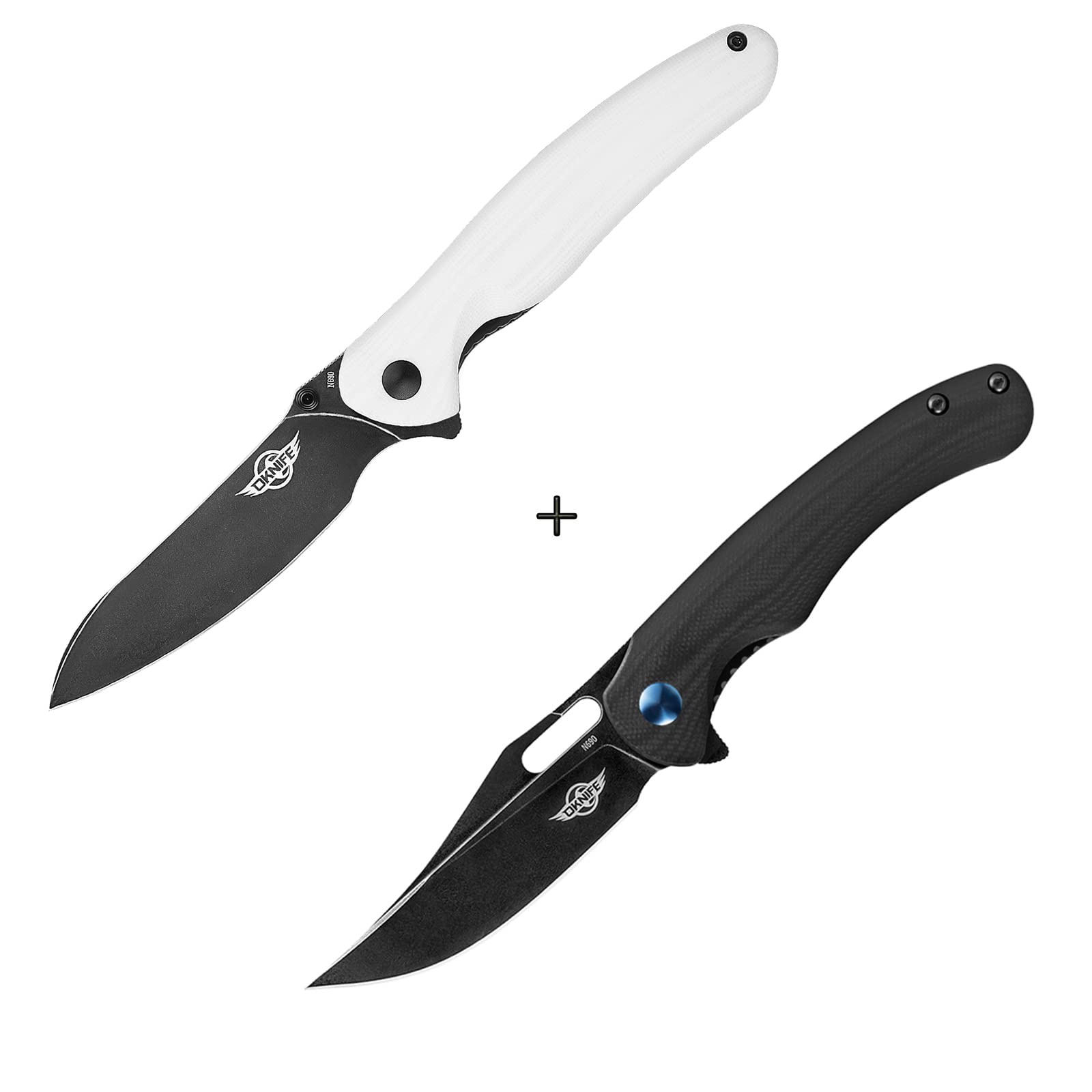 OKNIFE Drever White & Splint Black Folding Pocket Knife - EDC Everyday Carry, Camping, Hiking & Outdoor Survival Tool