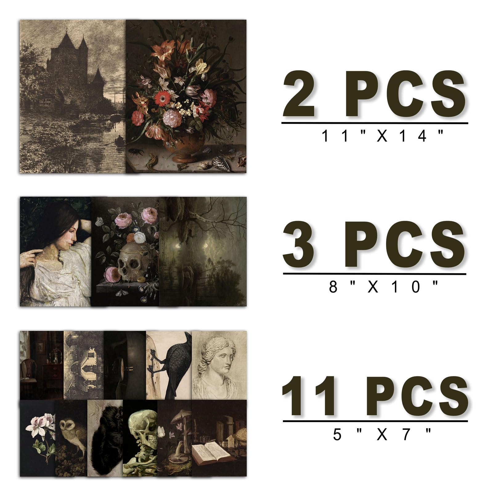 16 PCS Dark Academia Room Decor Set - Gothic Home Wall Art Prints, Moody Aesthetic Posters for Bedroom & Living Room - Witchy Collage Kit for Halloween Dorm Gallery (Perfect for Gothic Themed Rooms, Study Spaces & Halloween Party Decorations)