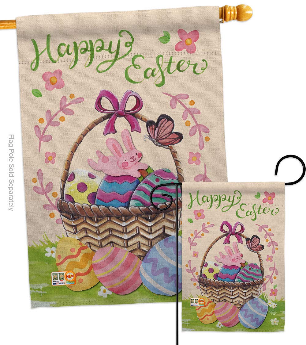 Happy Easter Decorative Basket with Colorful Eggs - 28
