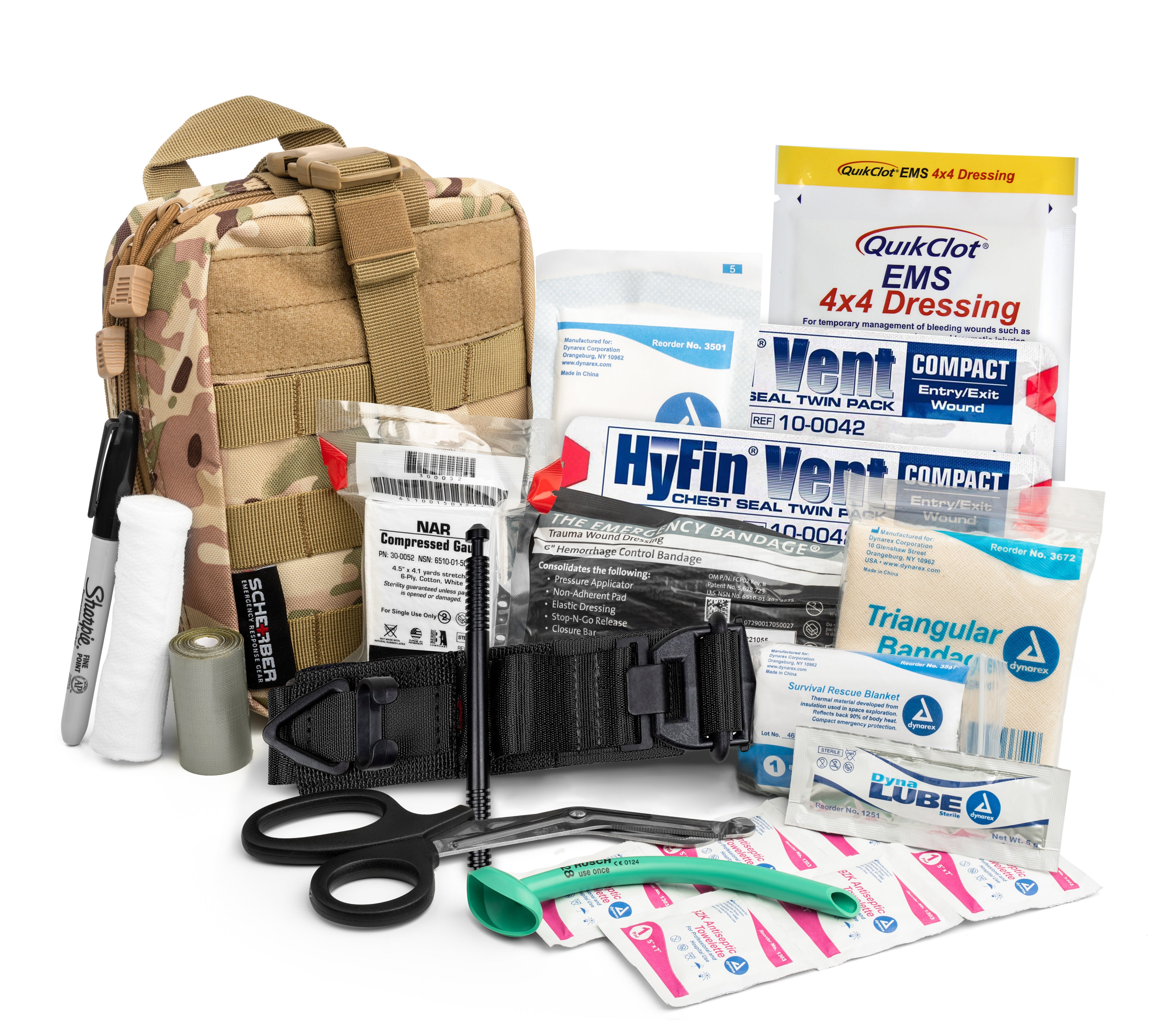 Scherber Premium IFAK Trauma First Aid Kit - Fully Stocked Emergency Medical Supplies for Combat, Outdoor Survival & Tactical Situations
